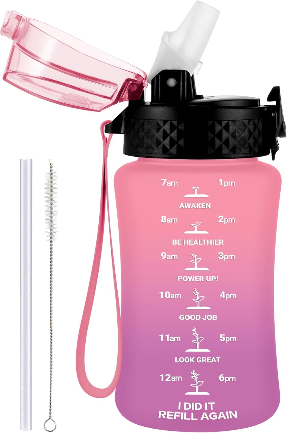 GOPPUS 350ml/12oz Kids Water Bottles With Straw Toddler Drinks Bottle for School...