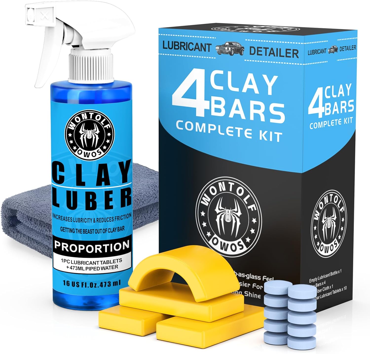 Car Clay Bars Auto Detailing and Clay Luber Synthetic Lubricant Kit, 4 Clay Bars...