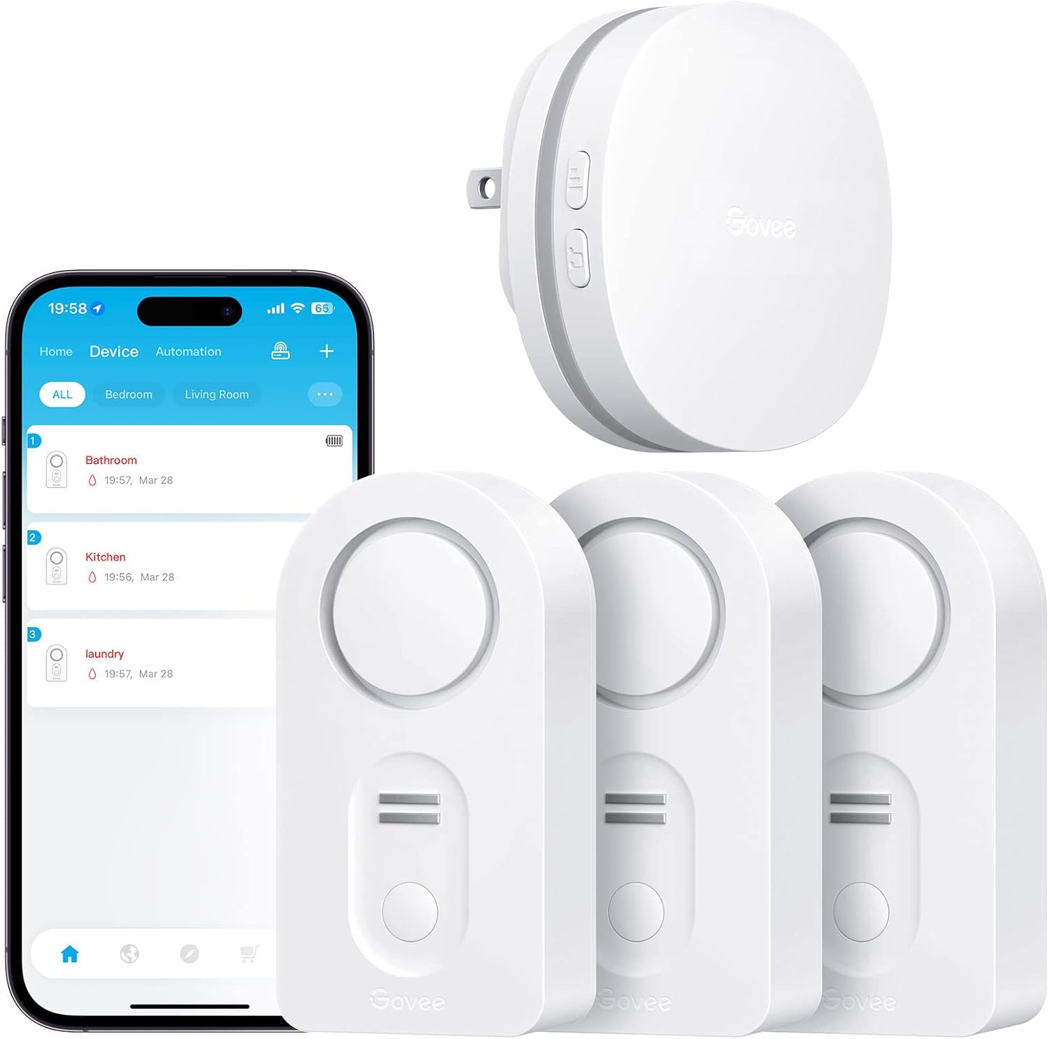 Govee WiFi Water Sensor 3 Pack, Smart Water Leak D...