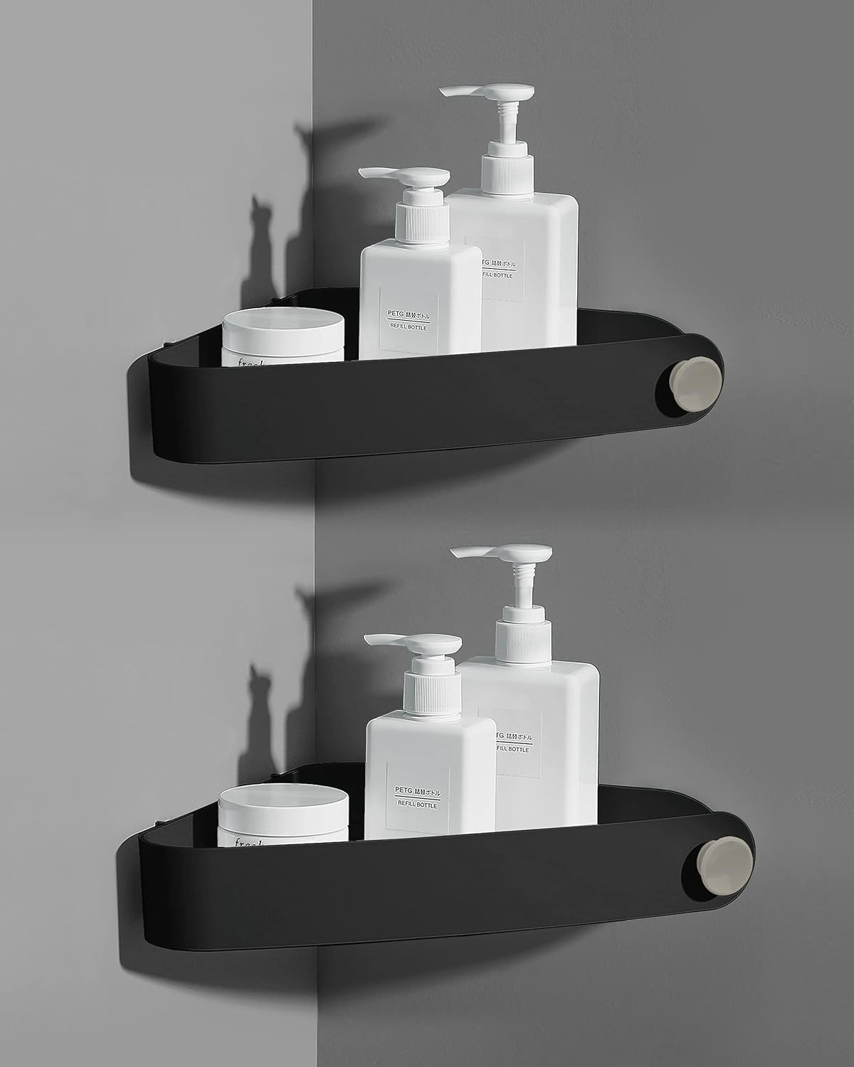 Sotfamily 2 Packs Black Shower Caddy, No Drilling Shower Corner Shelf with Adhes...