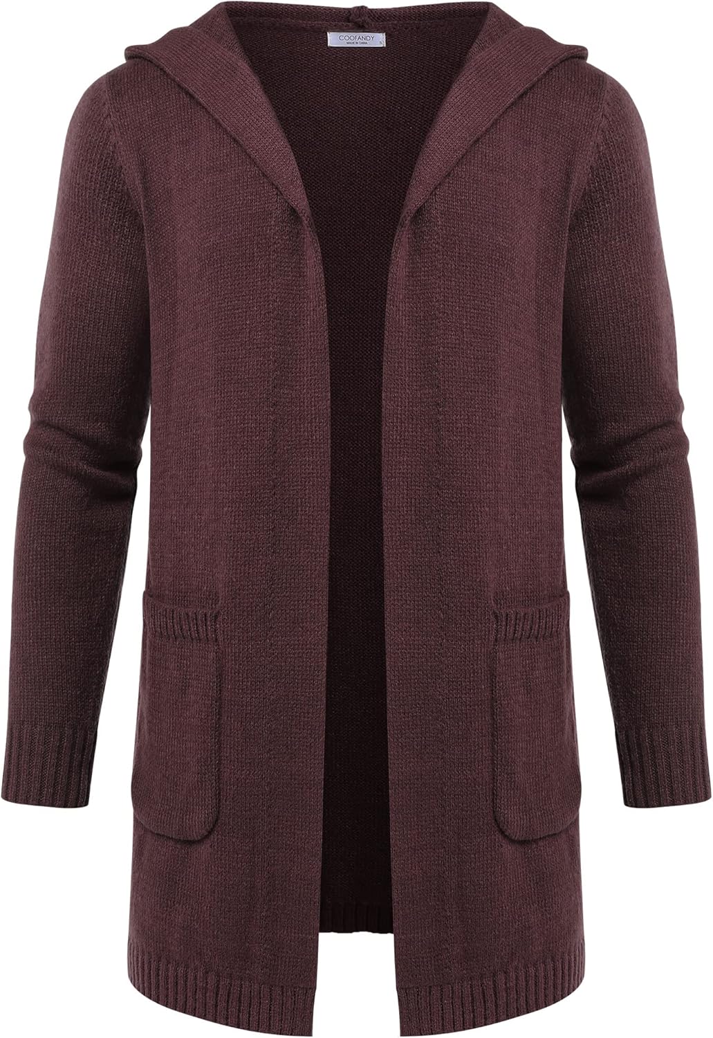 COOFANDY Mens Long Open Front Cardigan Sweater Lightweight Hooded Knitted Cardig...