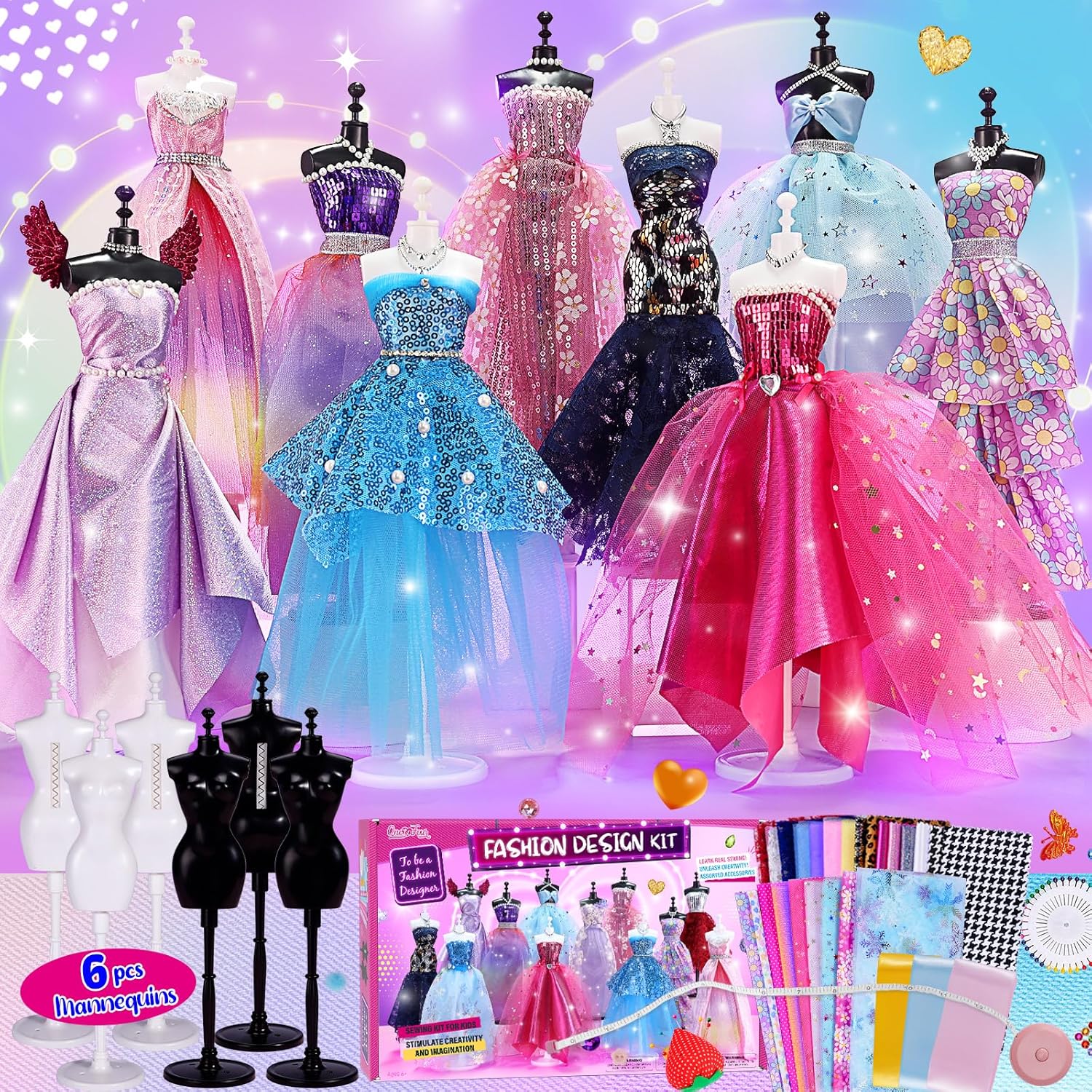 1000+Pcs - Fashion Designer Kit for Girls with 6 Mannequins- Creativity DIY Arts...