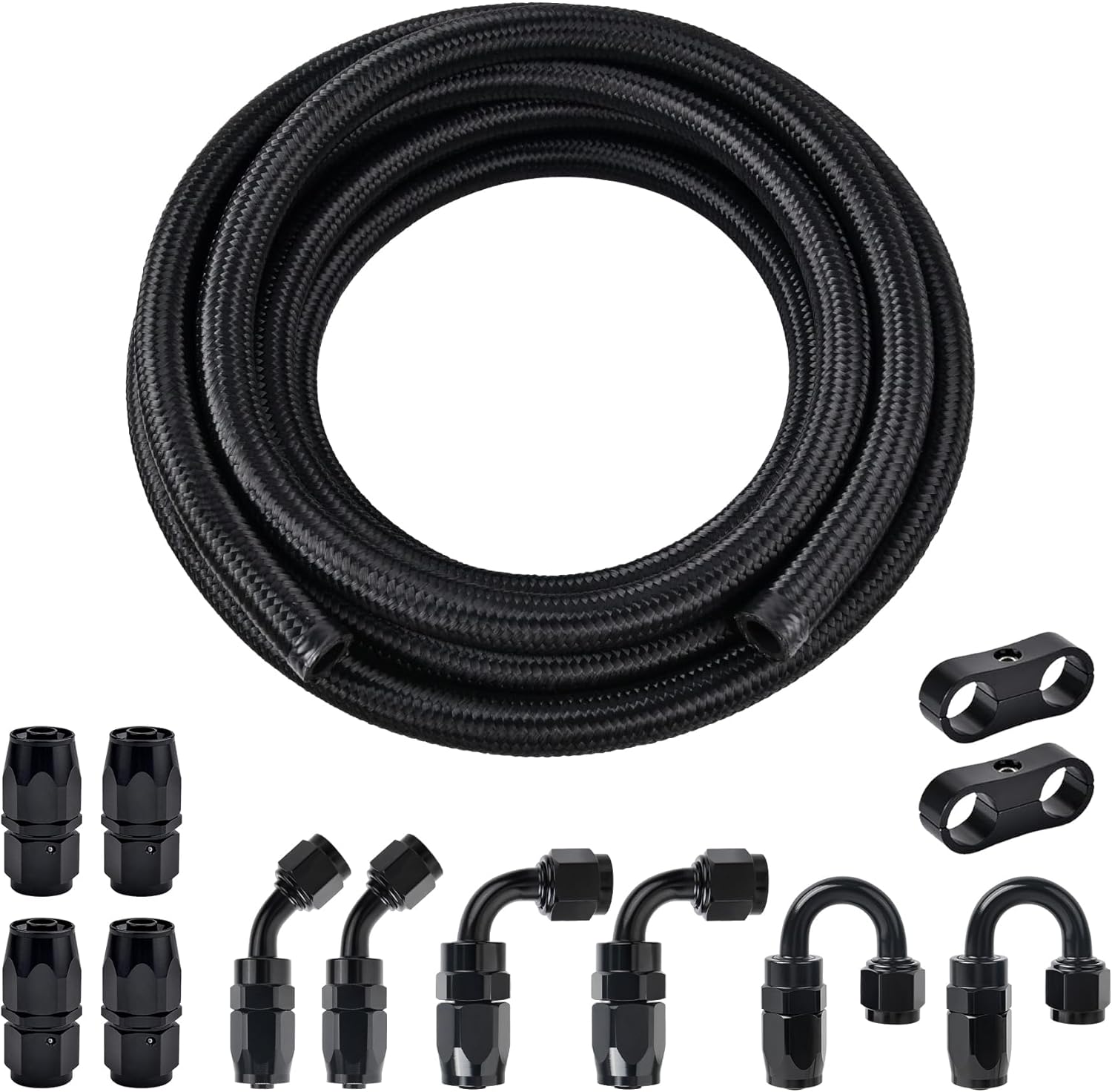 EVIL ENERGY 6AN Fuel Line Kit, 6AN Nylon Braided Fuel Line Hose Fitting Kit CPE...