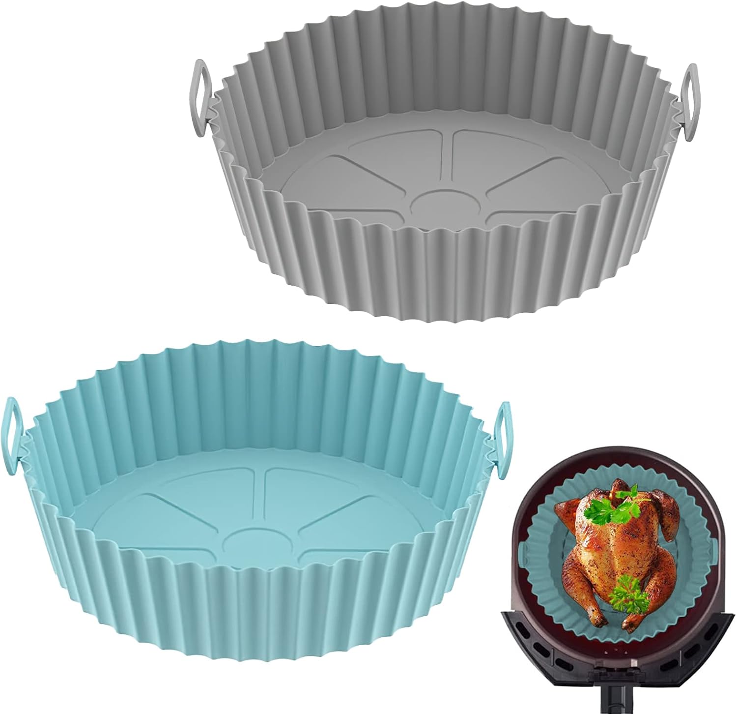 Air Fryer Silicone Pot, 2 Pack Reusable Airfryer Liners, Air Fryer Accessories,...