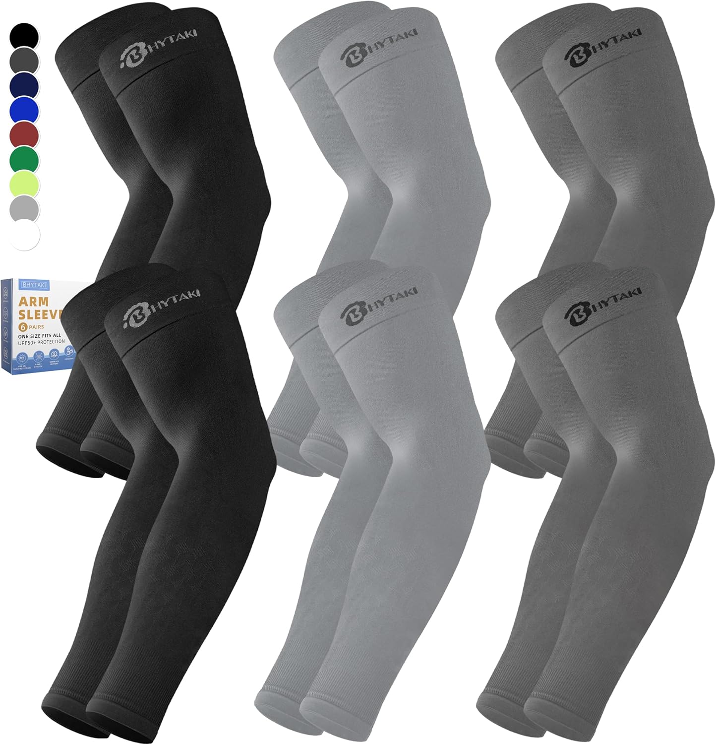 BHYTAKI Cooling Compression Arm Sleeves for Men Women,UPF50 UV Sun Protection Sl...