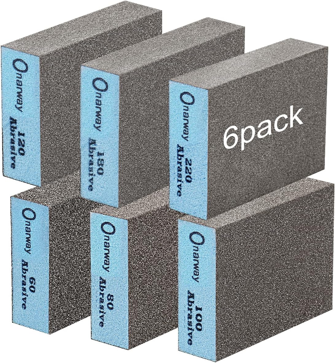 Onarway Sanding Blocks 6 Pack Wet and Dry Dual-use,Sanding Sponges Coarse and Fi...