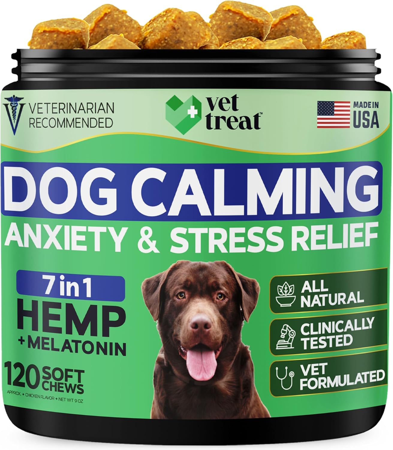 Hemp Calming Chews for Dogs - Dog Anxiety Relief -Made in USA- Hemp Oil + Melato...
