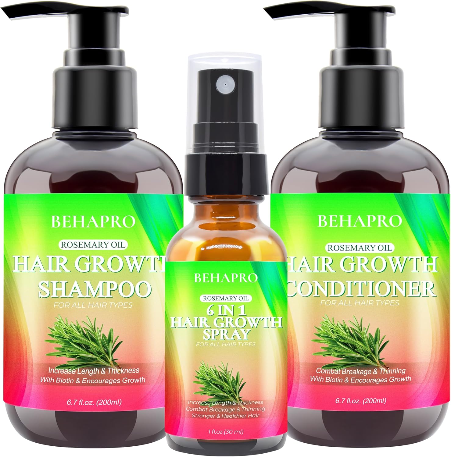 Hair Growth Shampoo and Conditioner Sets w/6 in 1 Heat Protectant Spray,Rosemary...
