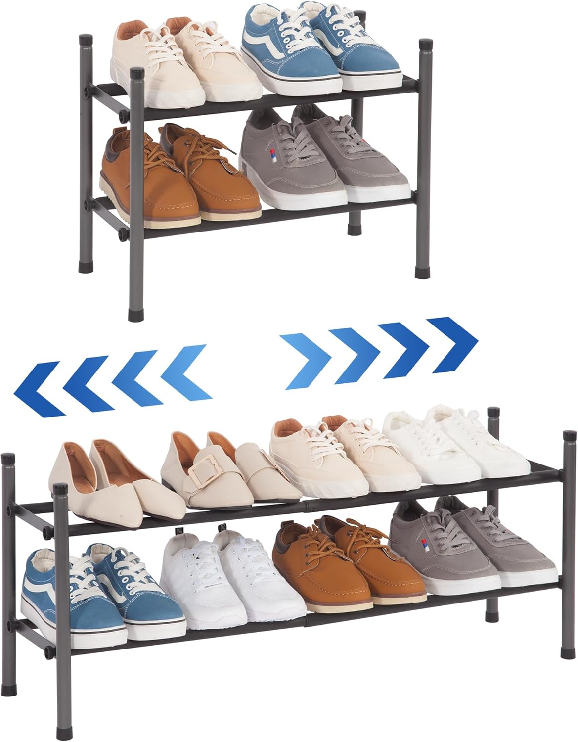 STORAGE MANIAC Expandable Shoe Rack, Stackable Sho...