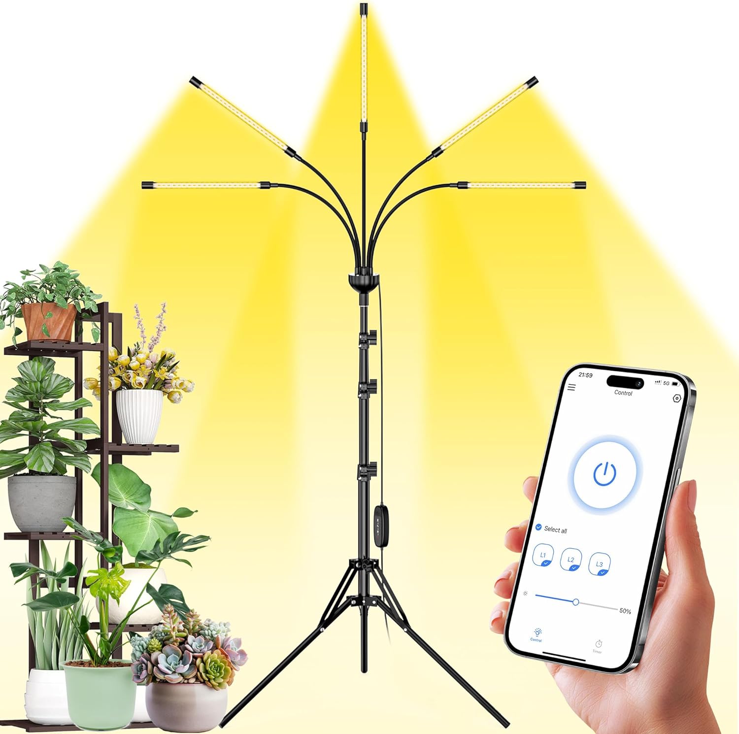 Grow Lights for Indoor Plants Full Spectrum,Smart Plant Light,Plant Grow Lights...