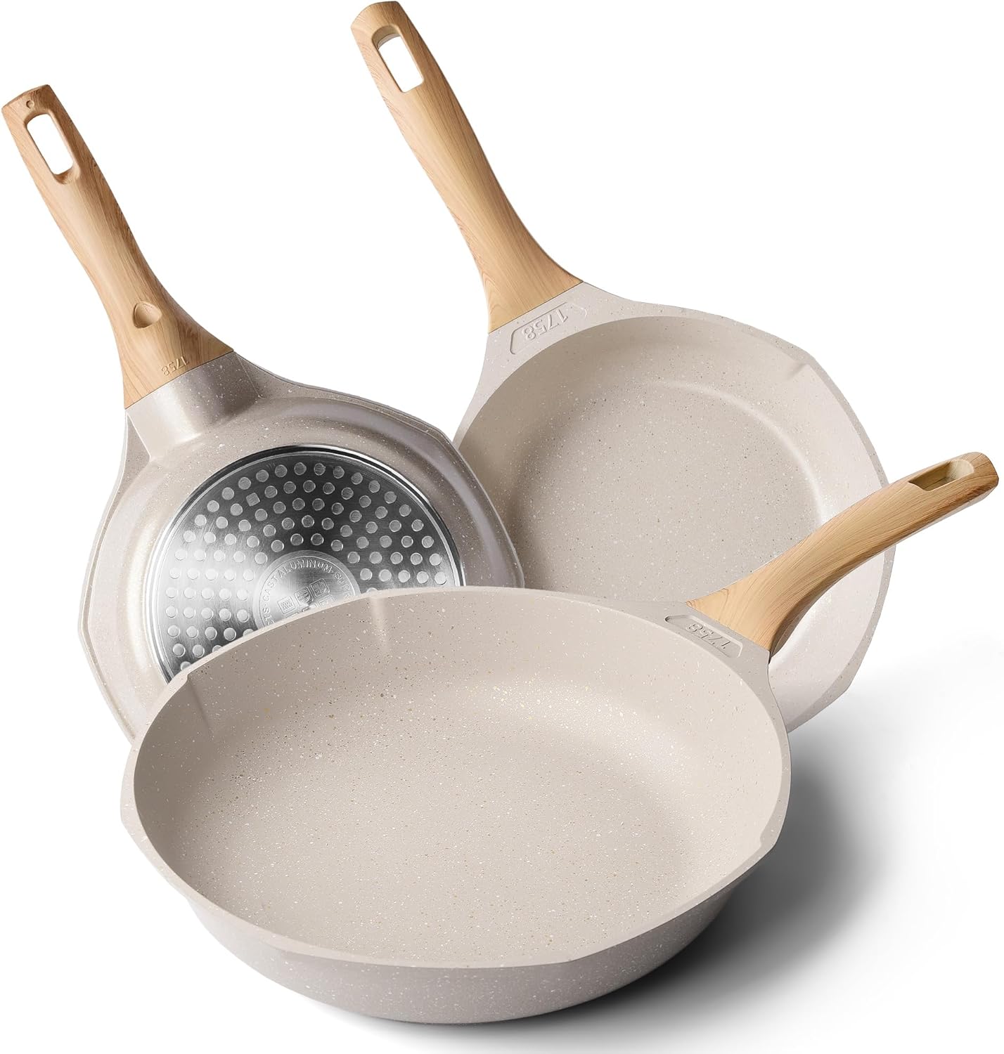 Nonstick Frying Pan Set - Granite Induction Pans for Cooking Omelette Non-Stick...