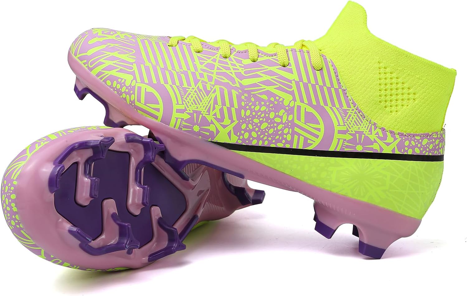 Kids Soccer Cleats Boys Girls Football Cleats Turf Soccer Shoes AG/FG 5 Big Kid...