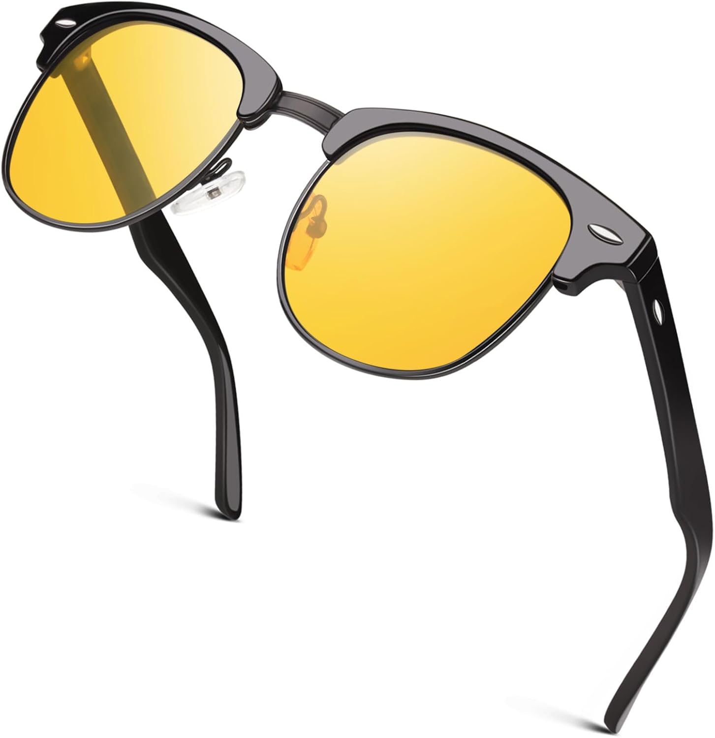 GQUEEN Horn Rimmed Half Frame Polarised Sunglasses Mens Womens UV400 Protection