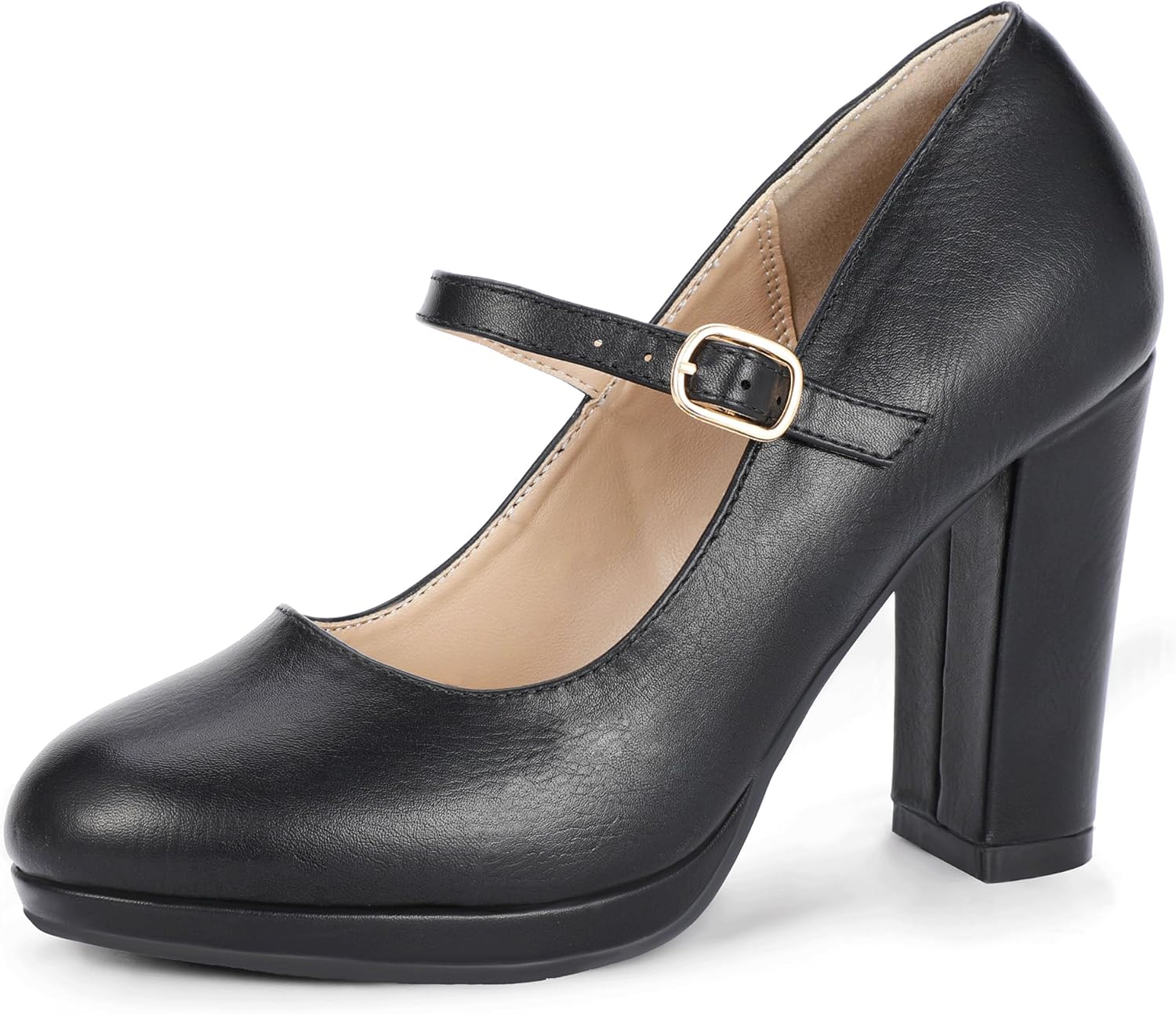 IDIFU IN4 Mary Jane Shoes Closed Toe Heels Platform High Chunky Block Heels Wome...