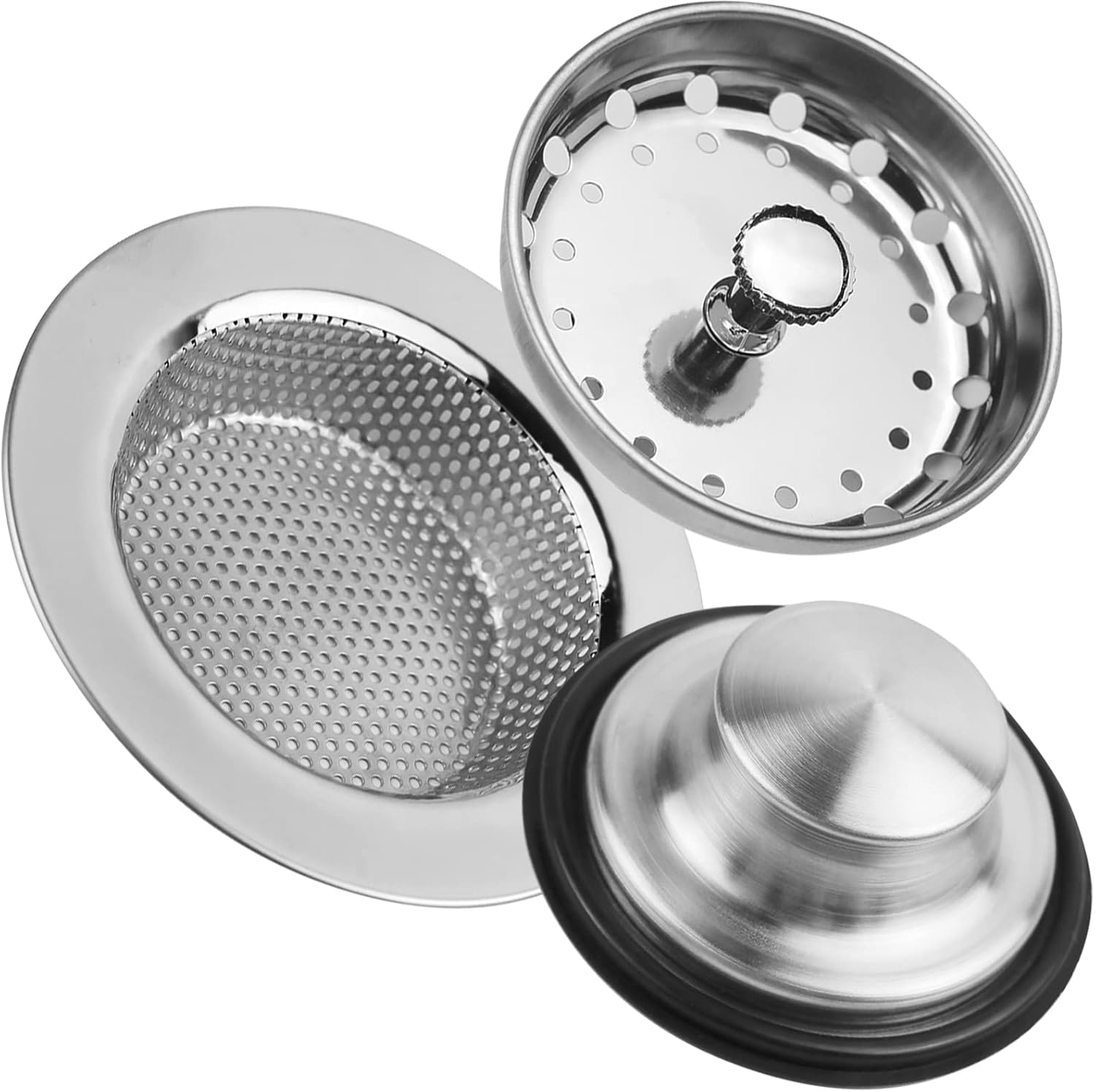 3 Pieces Kitchen Sink Stopper Strainer, 3 in 1 Kitchen Sink Basket Strainer, Uni...