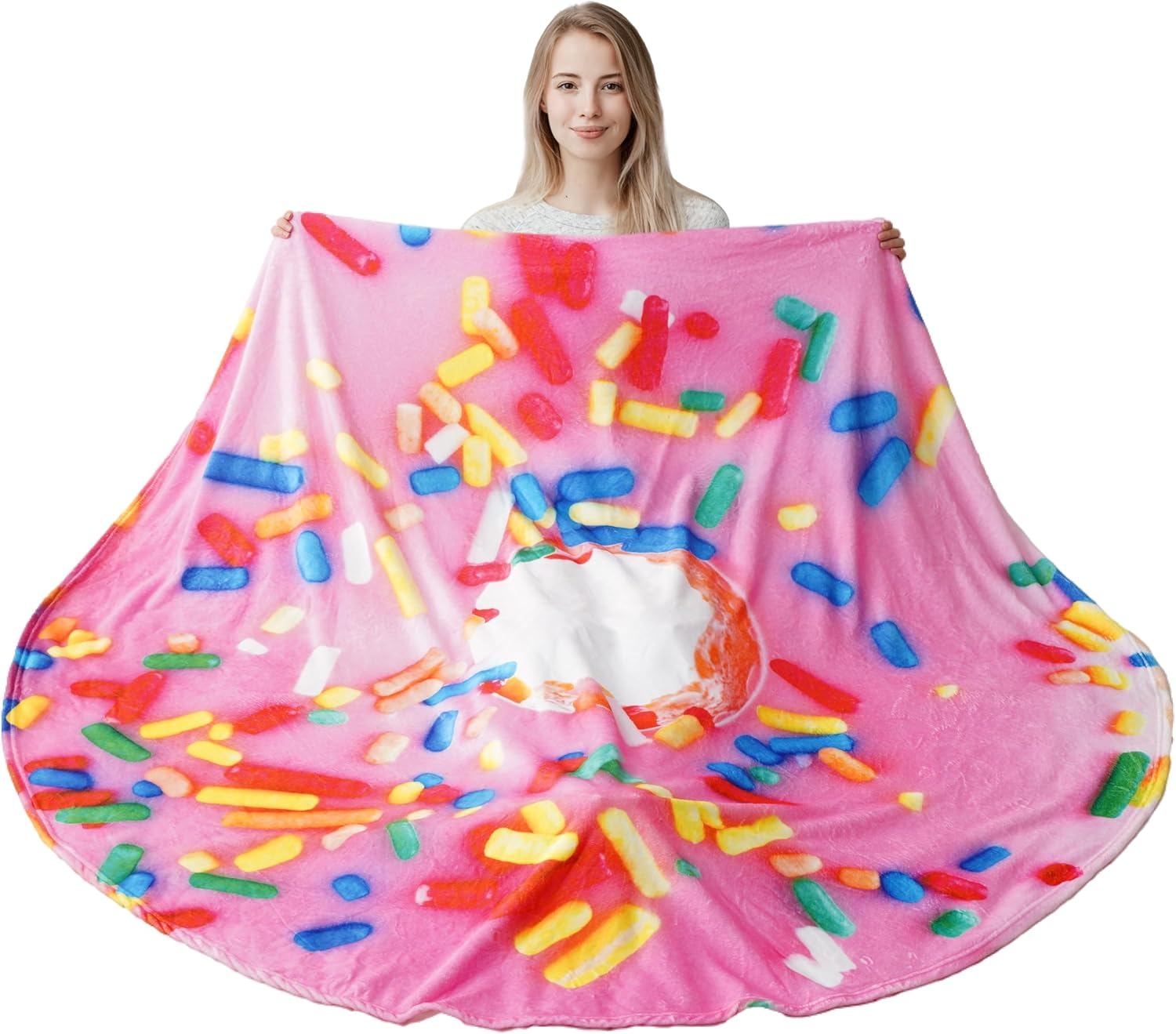 BATTILO HOME 71 Inch Pink Donut Blanket for Adult and Kids, Soft and Comfortable...