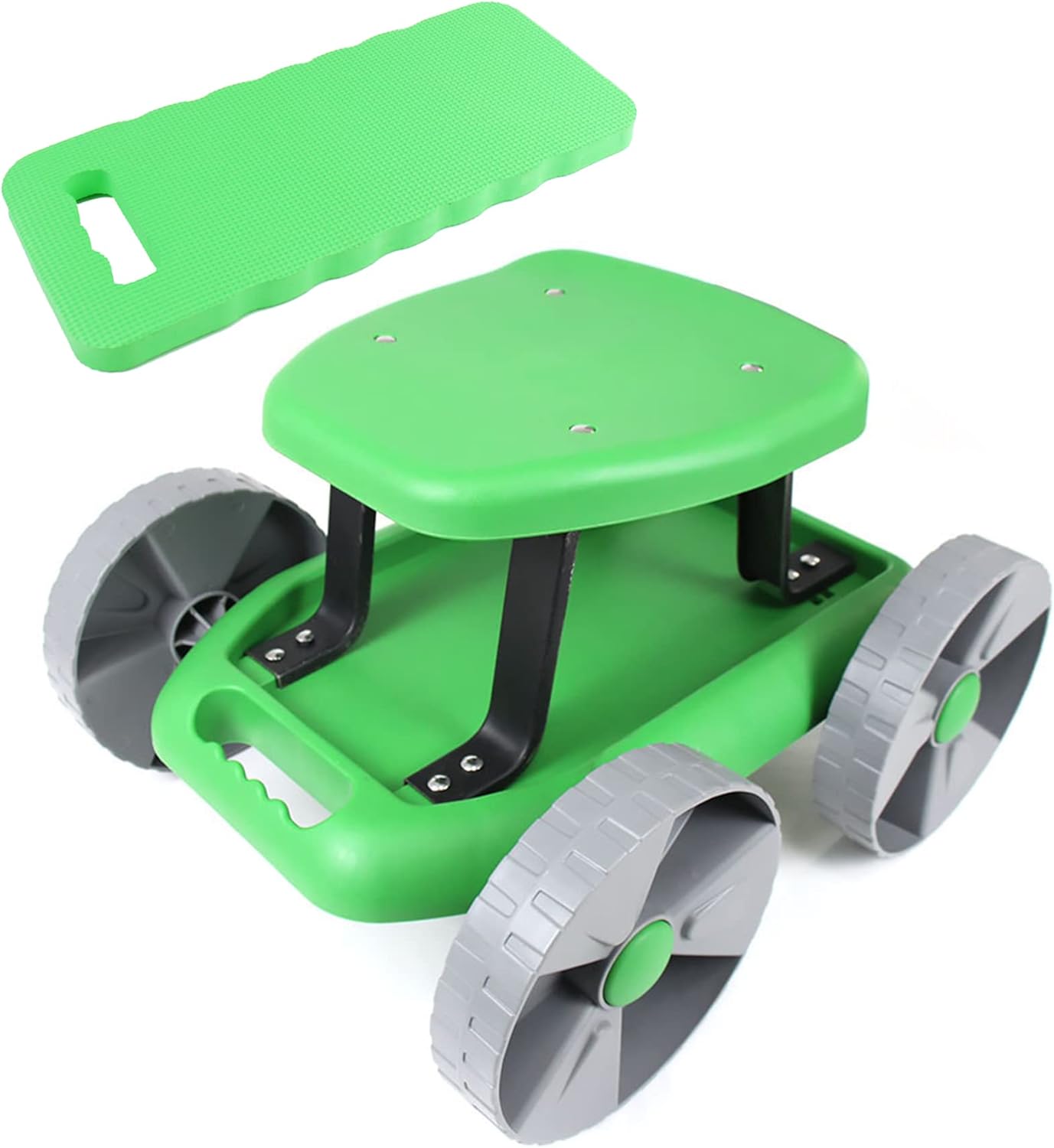 Garden Stool with Wheels, Lightweight Garden Scooter Rolling Seat Cart with Tool...