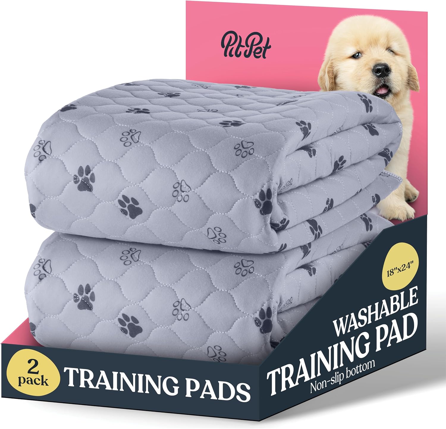 Super Absorbent Washable Pee Pads for Dogs - 2-Pack Superior Reusable Puppy Pads...