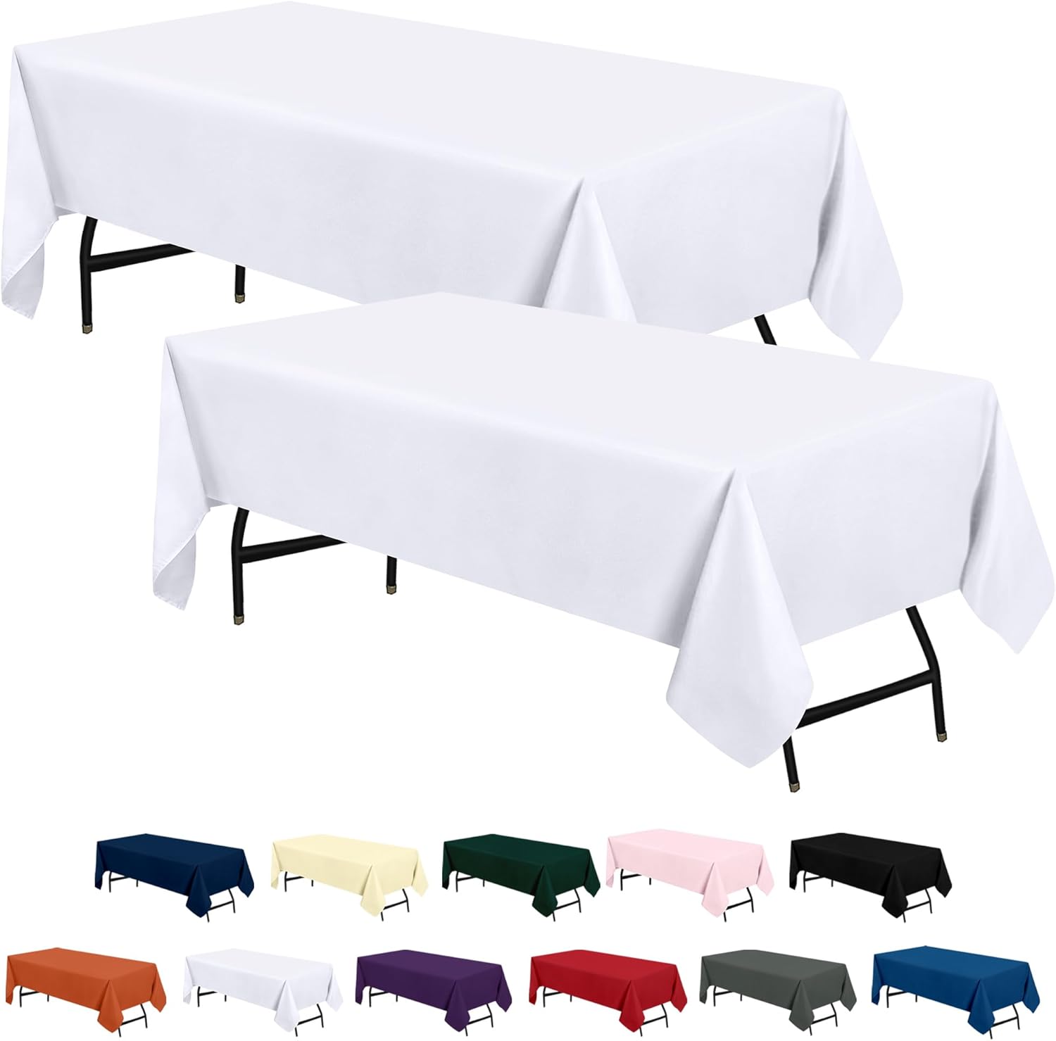 Utopia Kitchen 2 Pack Rectangle Table Cloth [90x156 Inches, White] Stain and Wri...
