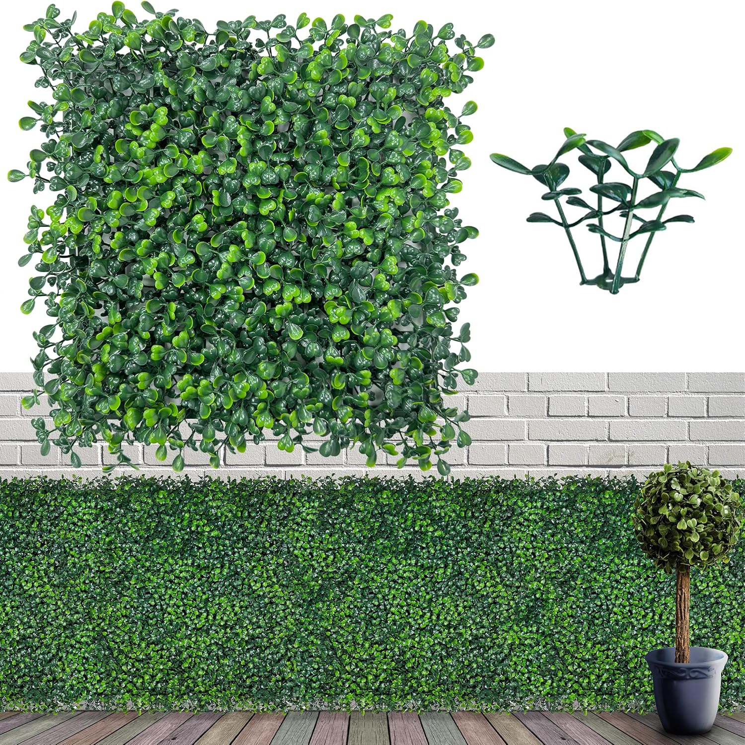Artificial Grass Wall Panel Backdrop,10" X 10" 12P(8.4 sqft) UV-Anti Greenery Bo...