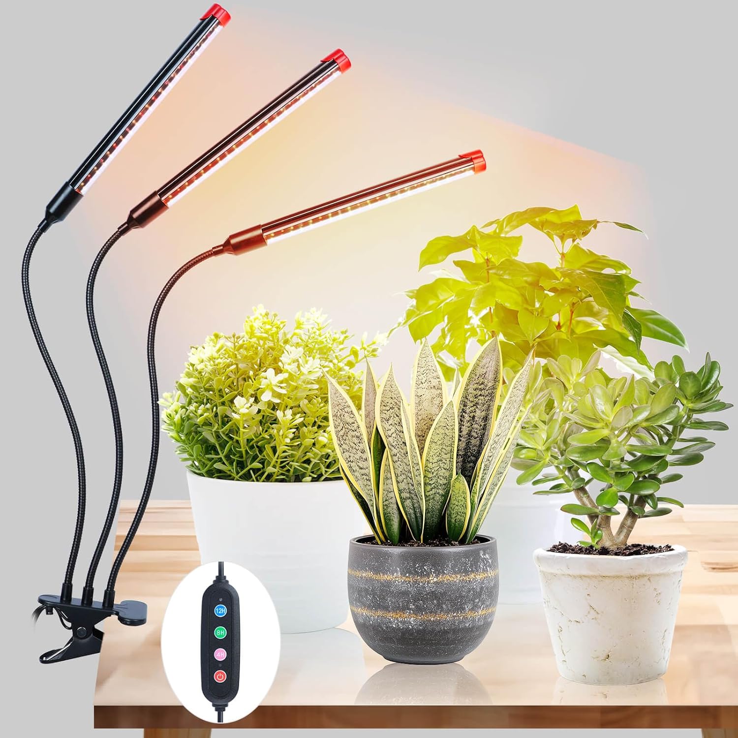 Clip Grow Lights for Seed Starting with Timer, Full Spectrum Brightest Plant Gro...