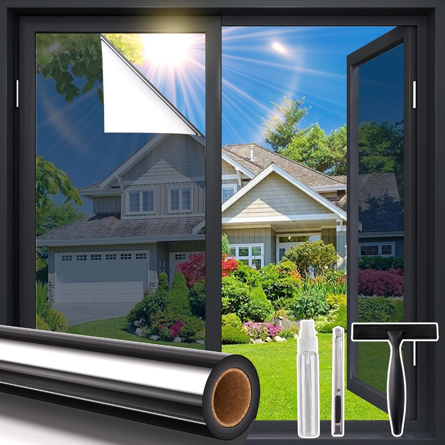 Coavas One Way Window Privacy Film, Window Tint for Home, Reflective Mirror Glas...