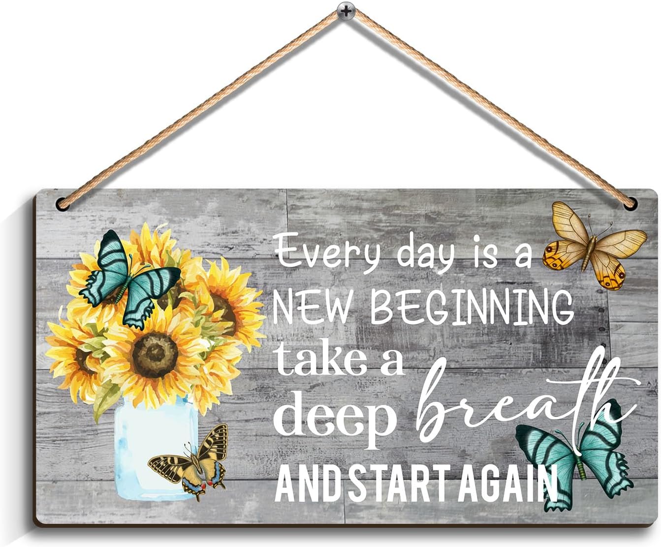 Spring Decorations Every day is a new beginning - Dandelion Butterfly Wooden Wal...
