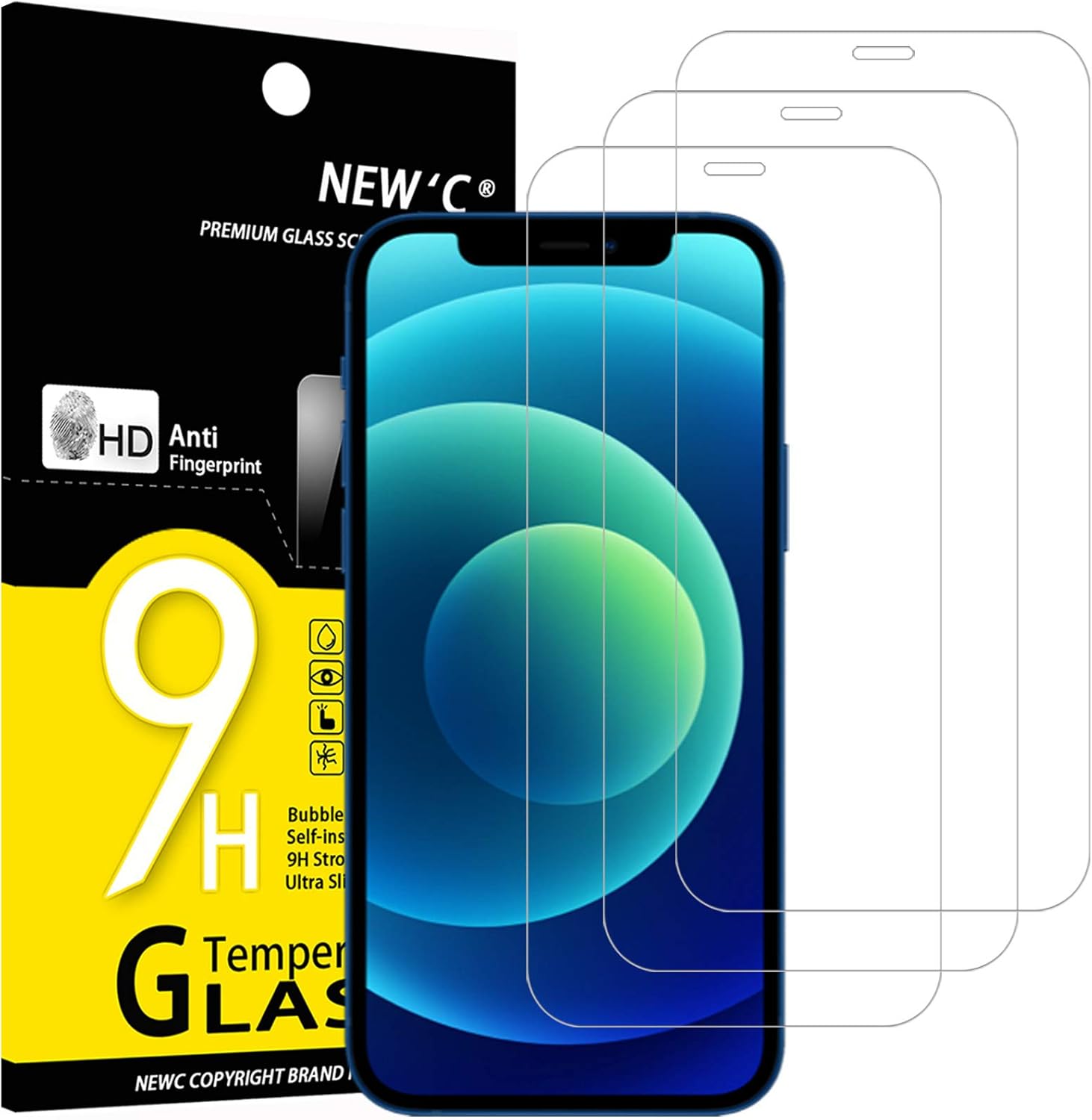 NEW'C 3 Pack Designed for iPhone 12,iPhone 12 Pro (6.1") Screen Protector Temper...