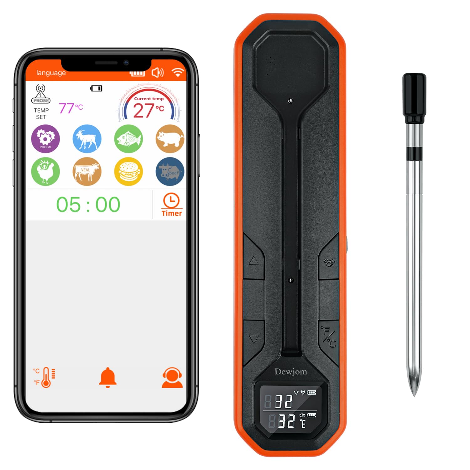 Wireless Meat Thermometer – Digital Cooking Thermometer with Wireless Probe – 50...