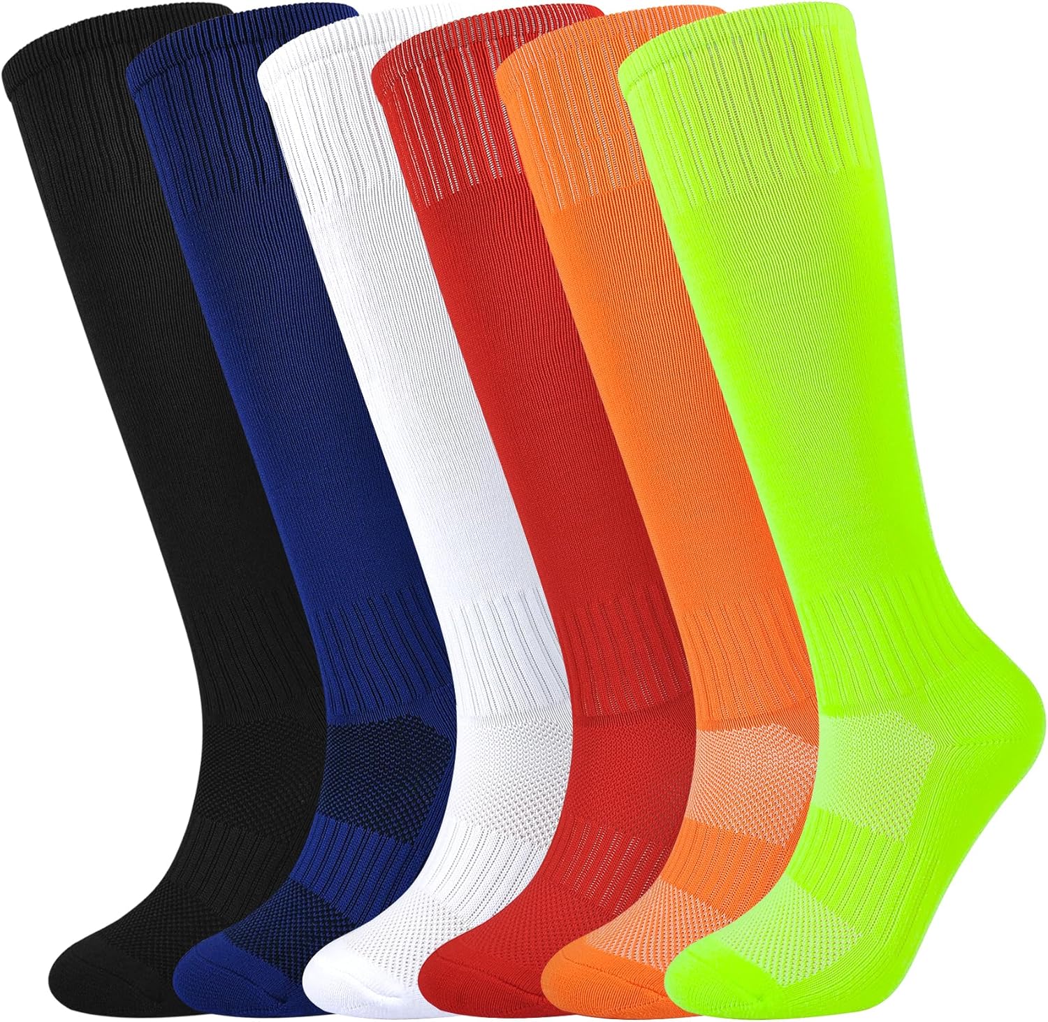 Kids Soccer Socks Boys Football Socks 6 Pairs Girls Knee High Sock Baseball Soft...