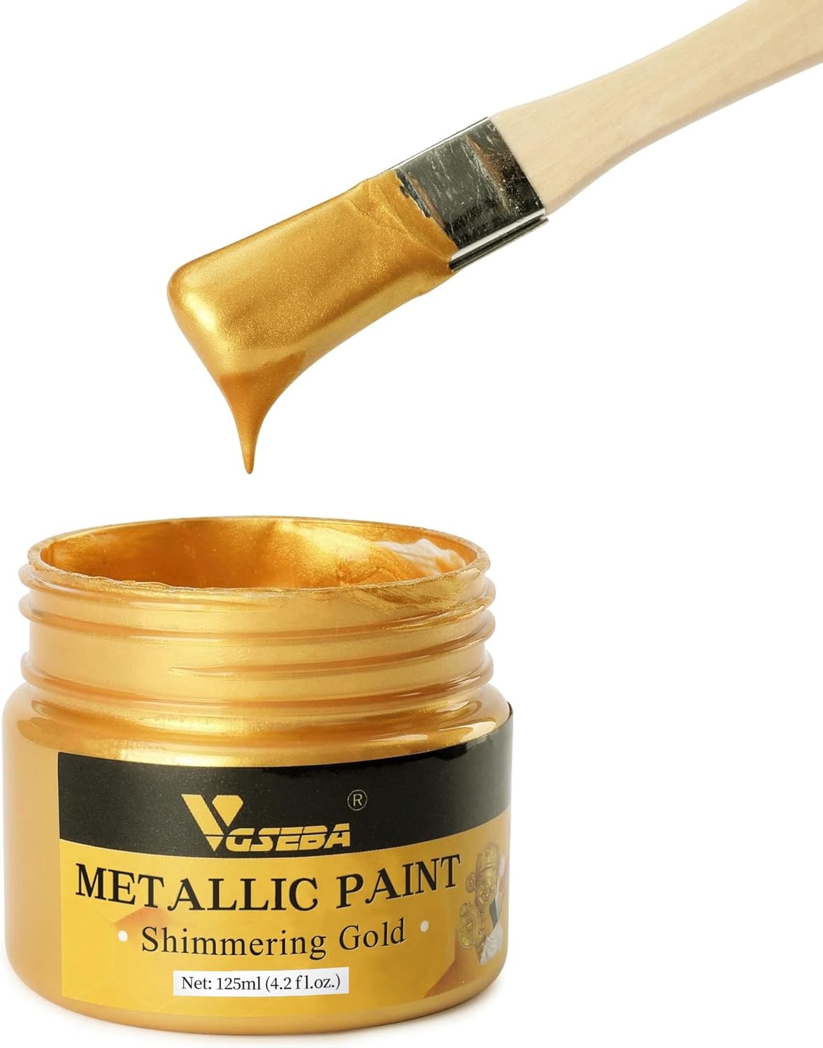 VGSEBA Acrylic Paint Metallic Gold, Non Toxic, Non Fading, 125ml Gold Leaf Paint...