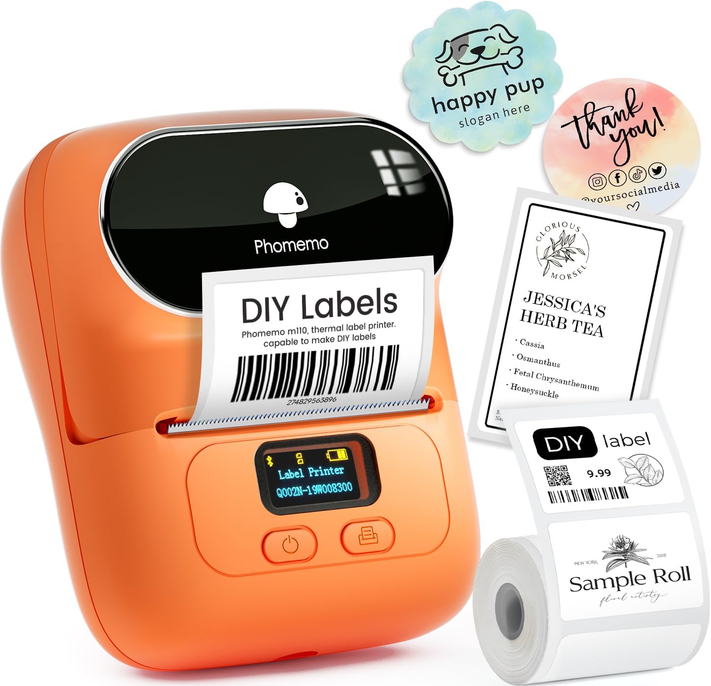 Phomemo M110 Portable Wireless Thermal Label Printer, Bluetooth Label Maker Mach...