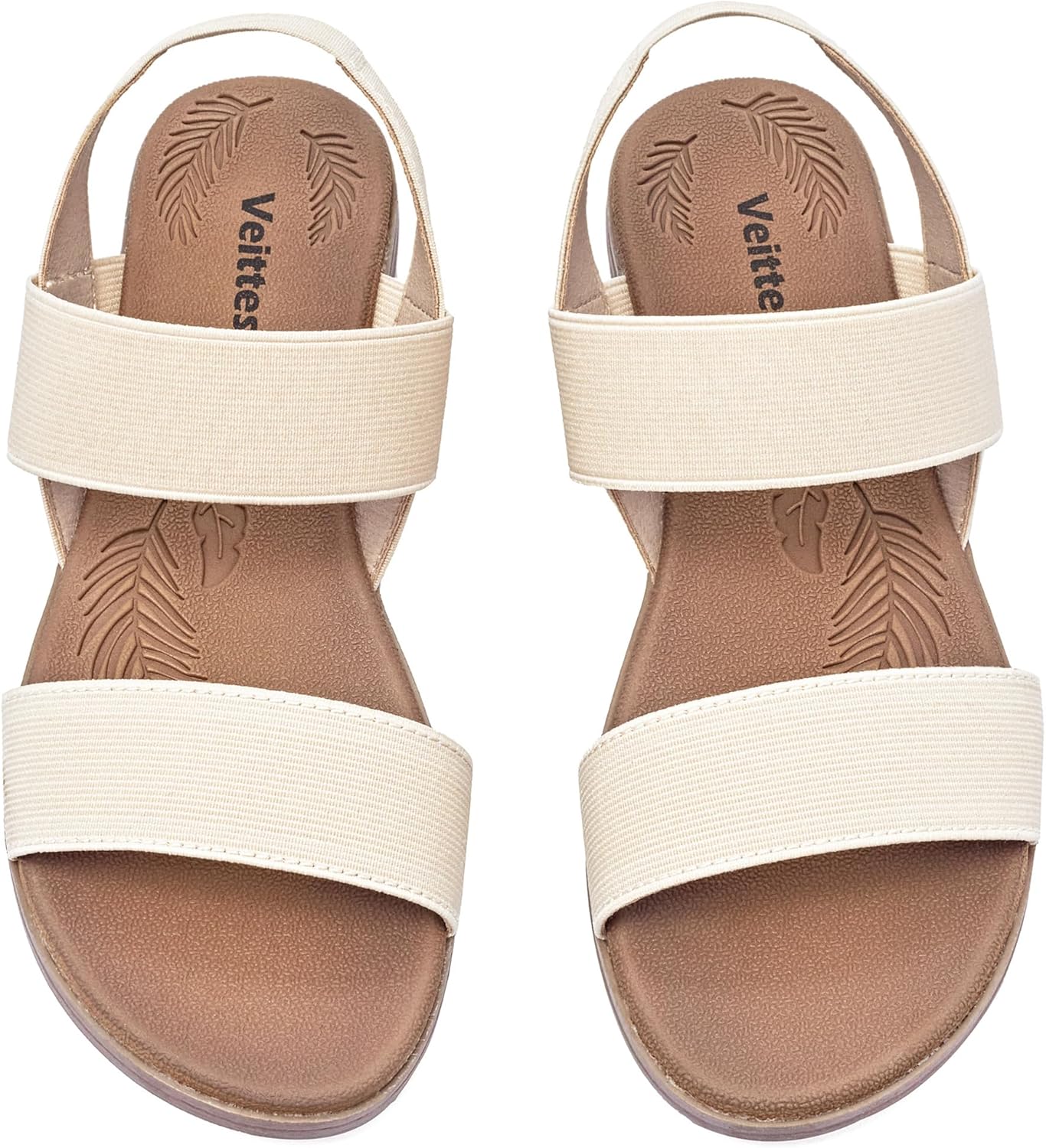Veittes Women's Flat Slide Sandals - Casual Cross Strappy Elastic Strap Spring S...