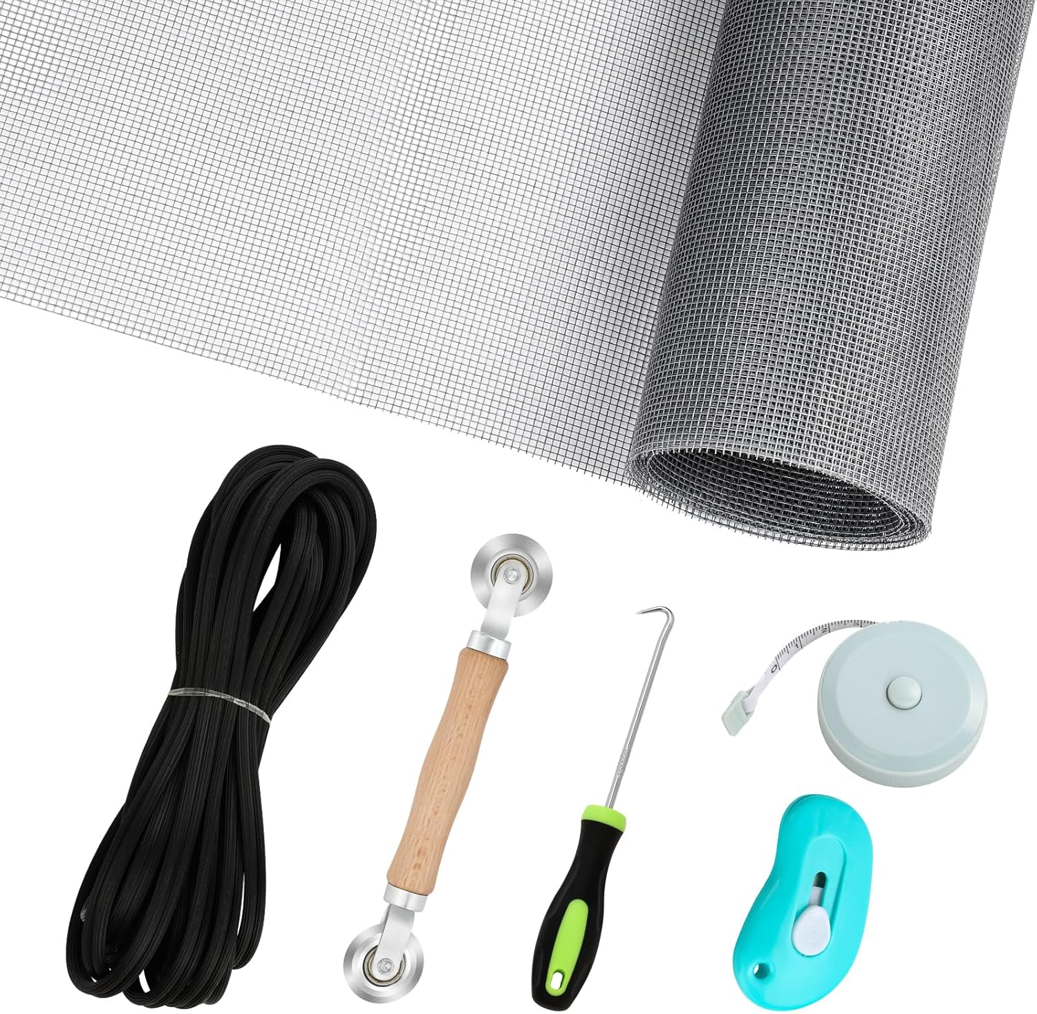 Windows Screen Replacement and Screen Door Repair Kit, 6Pcs Window Screen Fiberg...