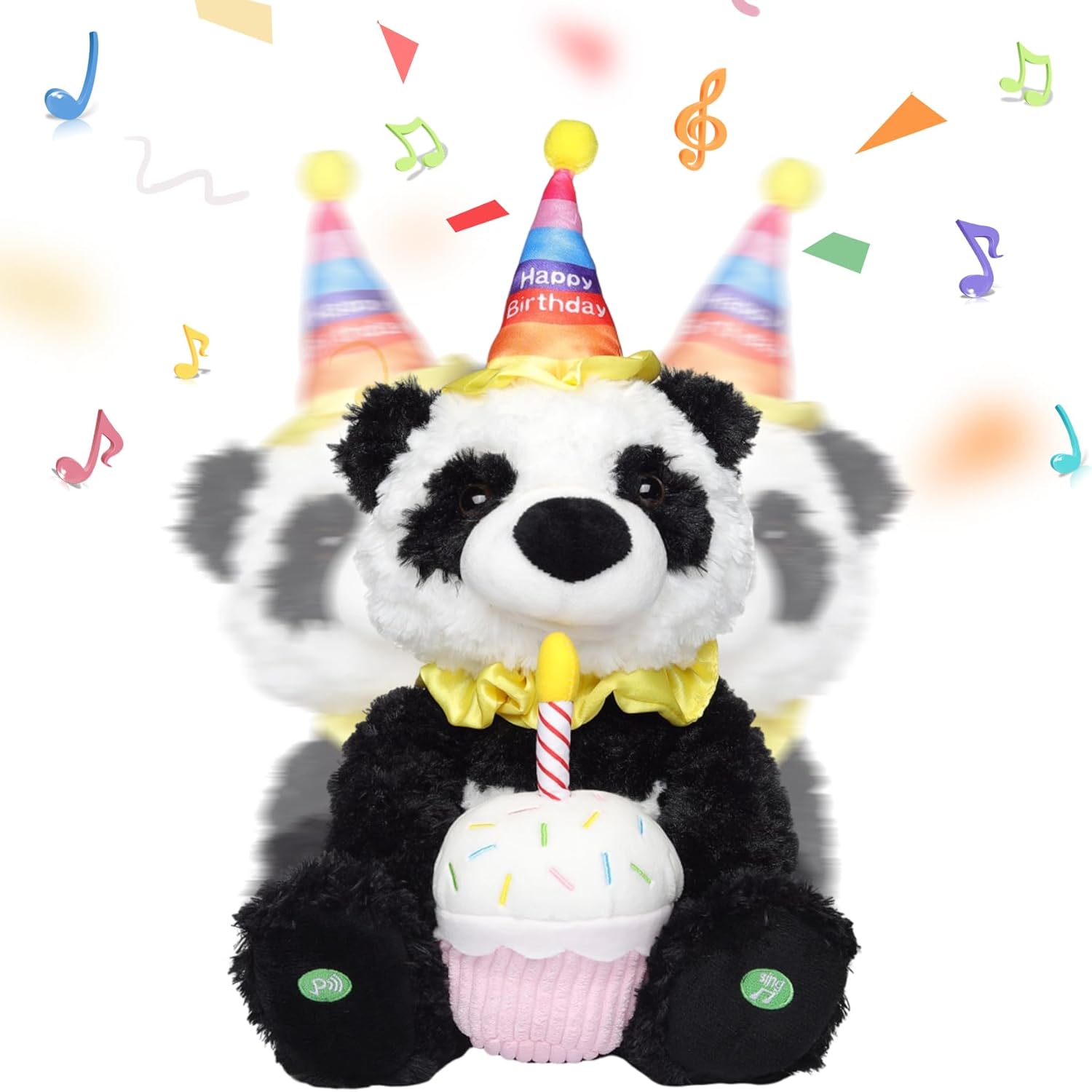 MIAODAM Birthday Gift Panda Stuffed Animal Toy with Glowing Cupcake, 3 Year Old...