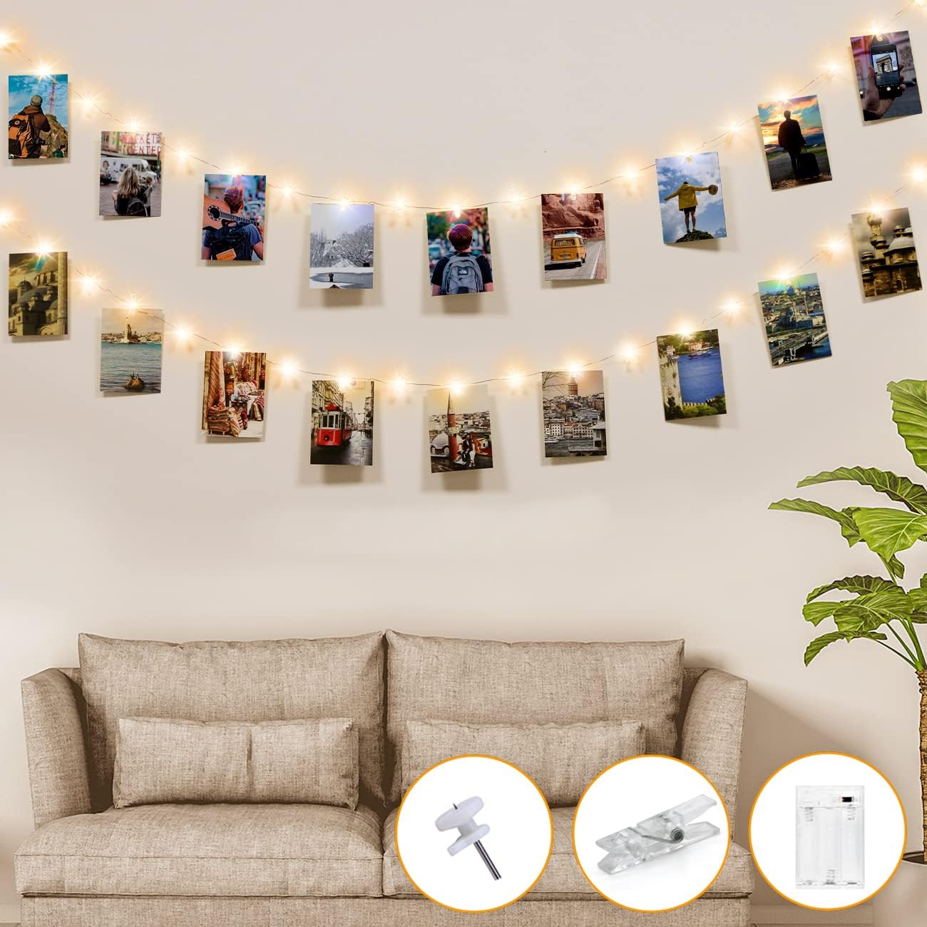 Kolpop 50LED Photo Clip String Lights, 5M Photo Peg Fairy Lights Indoor with 30...