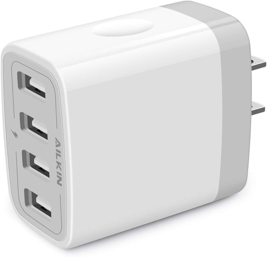 USB Charger Cube, Wall Charger Plug, AILKIN 4.8A 4-Muti Port USB Adapter Power P...