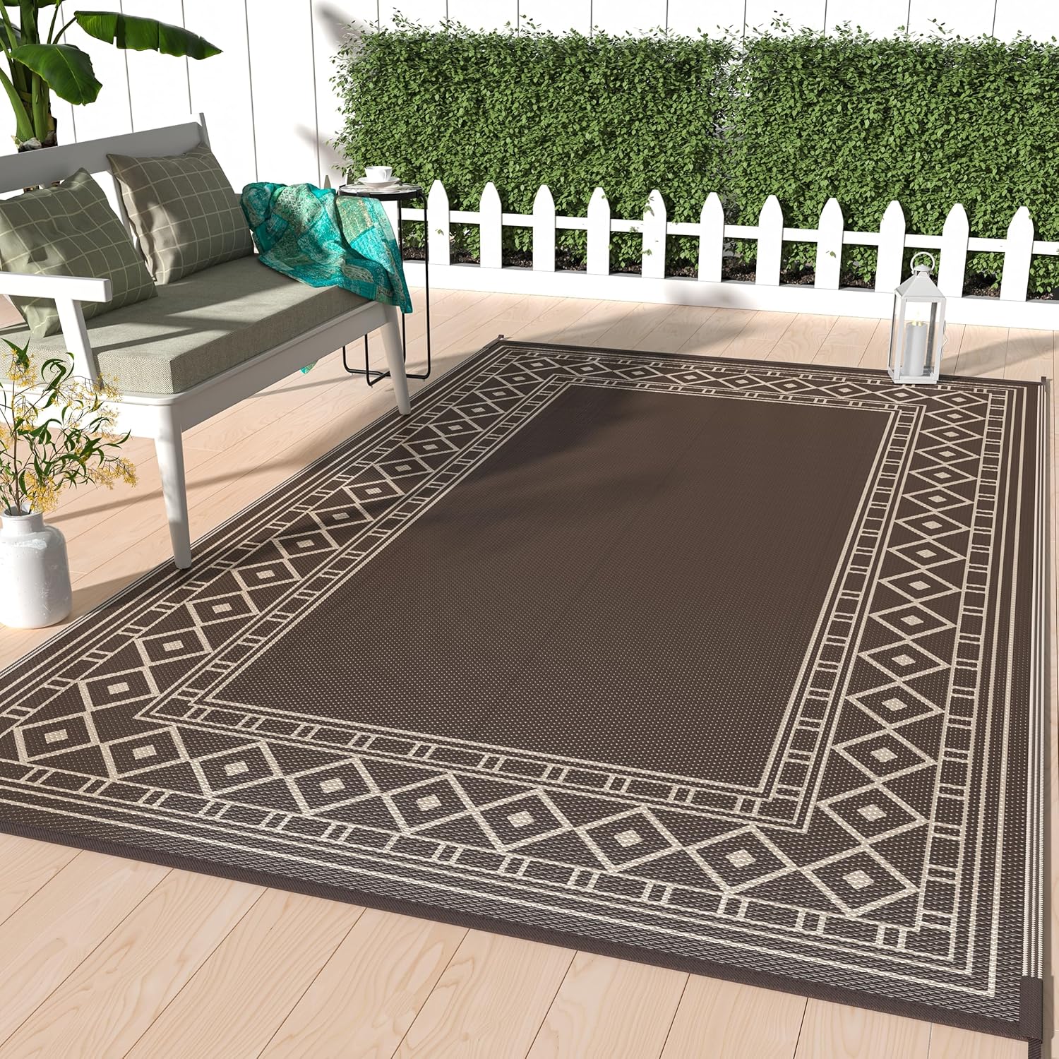 GENIMO Outdoor Rug 5' x 8' Waterproof for Patios Clearance, Reversible Outdoor P...