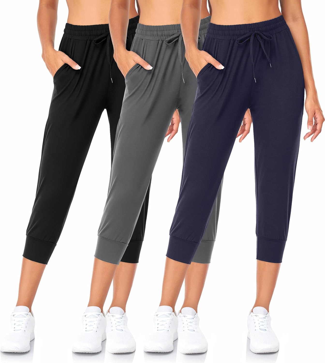 FULLSOFT 3 Pack Sweatpants for Women-Womens Joggers with Pockets Athletic Leggin...