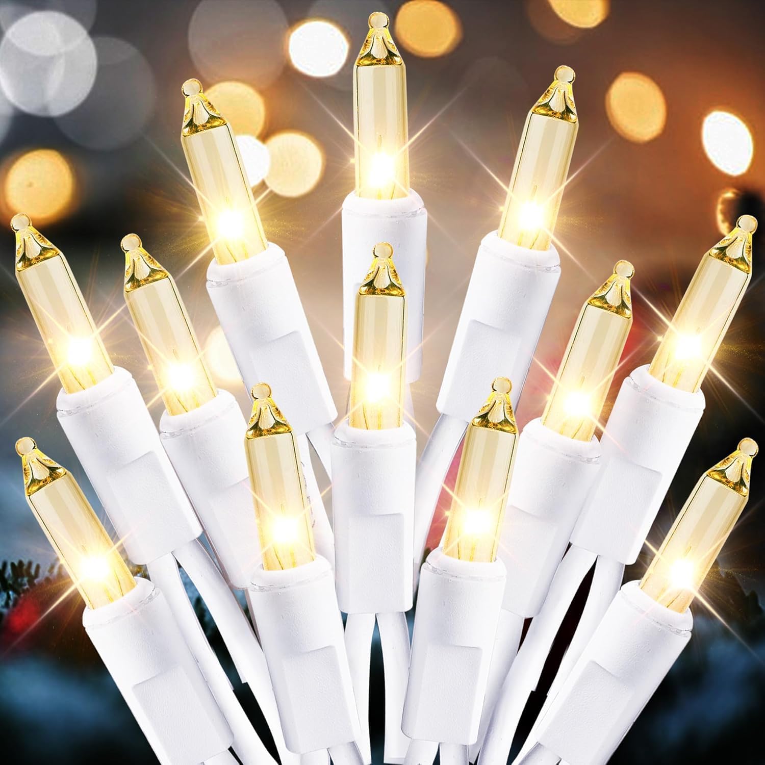 Christmas Lights Clear White 70 Count Incandescent Lights UL Certified Connectab...