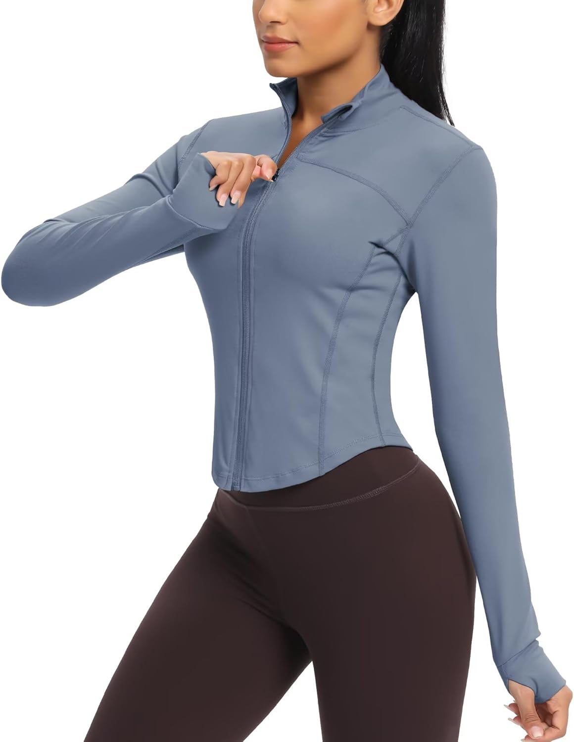 QUEENIEKE Women's Cropped Running Jackets - Zip Up Lightweight Athletic Yoga Gym...