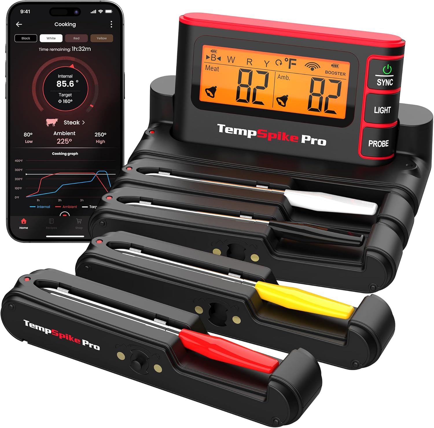 TempSpike Wireless Meat Thermometer Digital with App, WiFi & Bluetooth BBQ Grill...
