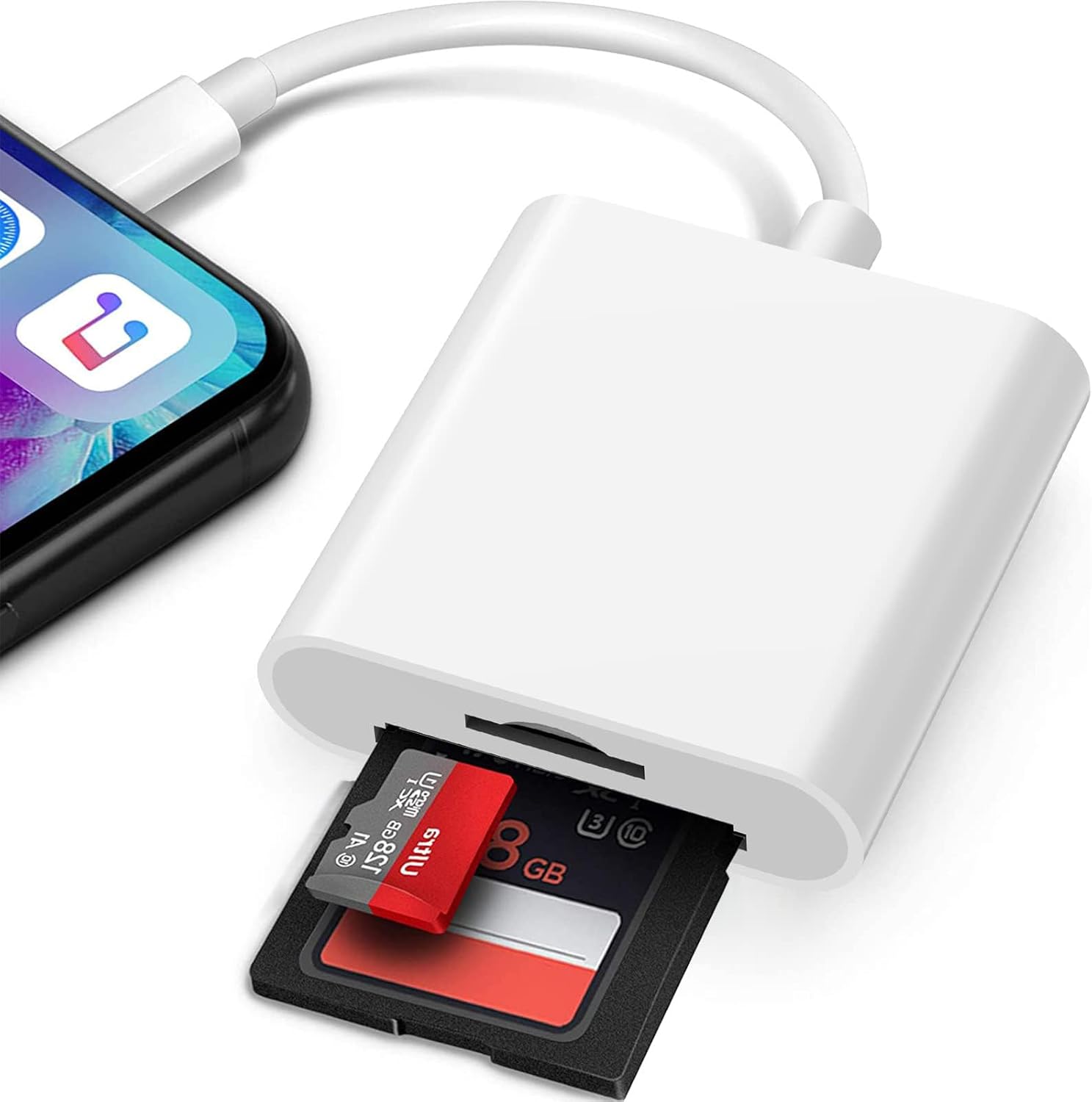 SD Card Reader for iPhone iPad, 2 in 1 Memory Card...