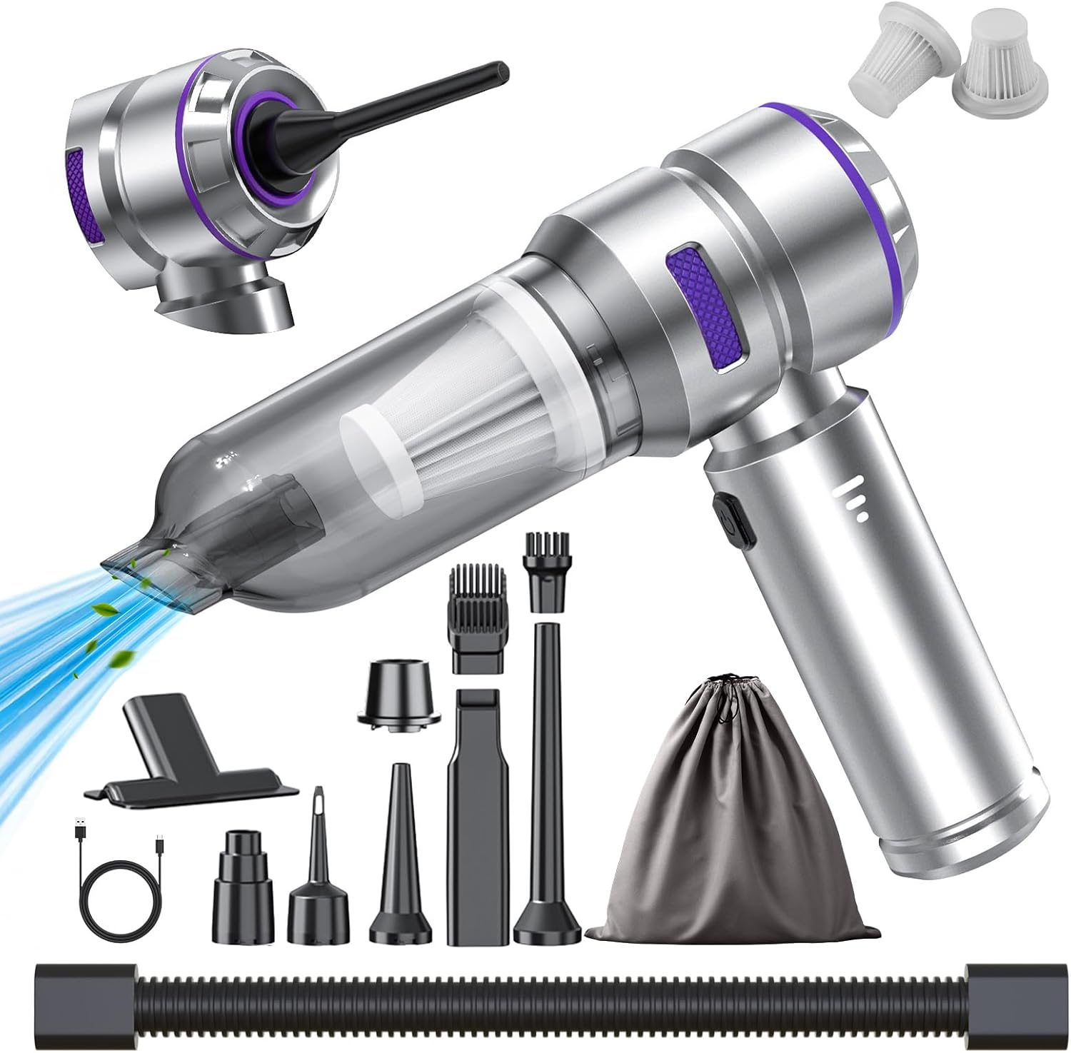 Car Vacuum Cleaner High Power - 22000PA Portable Car Vacuums 4 in 1 Compressed A...