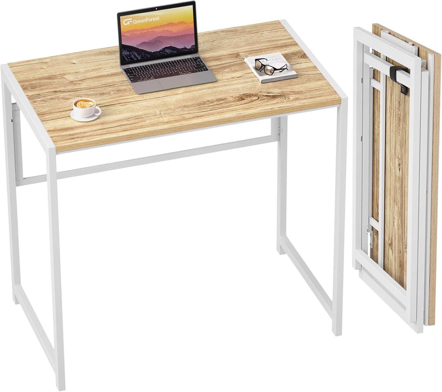 GreenForest Small Foldable Desk No Assembly,80 cm Computer Desk for Small Space,...