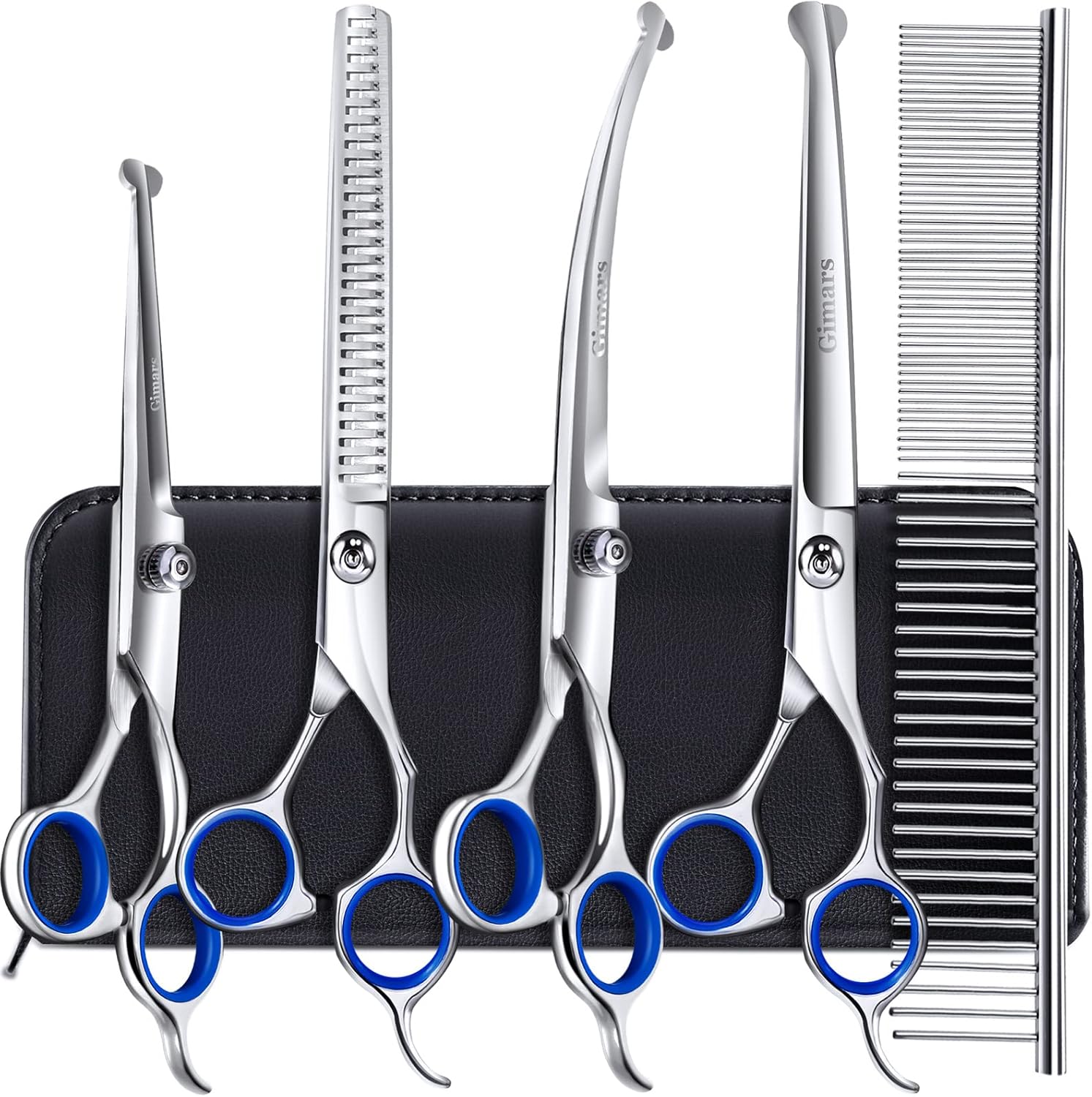 Gimars Titanium Coated Professional 6 in 1 4CR Stainless Steel Dog Grooming Scis...