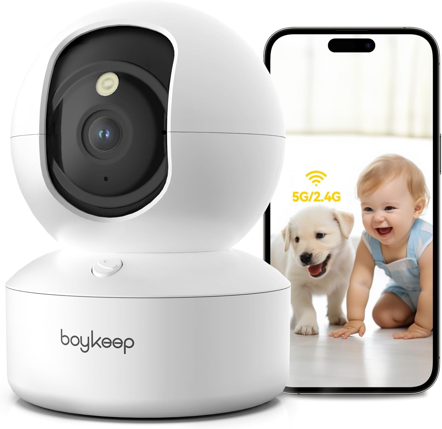 BoyKeep Pet Camera, 2K 3MP Dog Camera, 360° WiFi Cameras with APP, Wireless Indo...