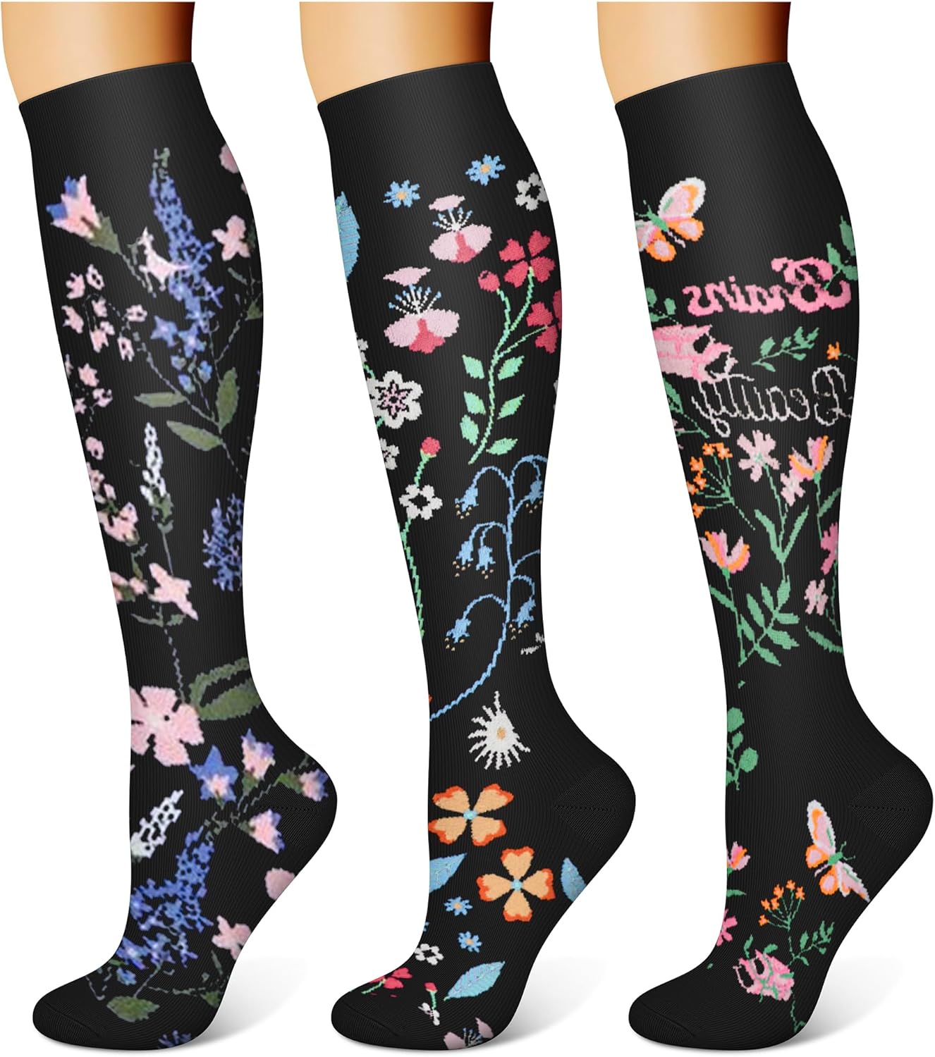 WITHYOU 3 Pairs Compression Socks for Women & Men 15-20 mmHg,Best Support for Nu...