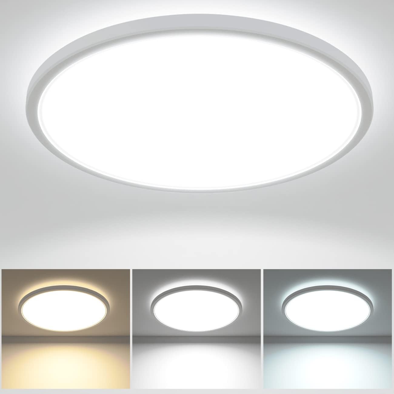 zemty 28W 3200LM LED Ceiling Light, 30cm Bathroom Lights Ceiling 3000K/4500K/600...