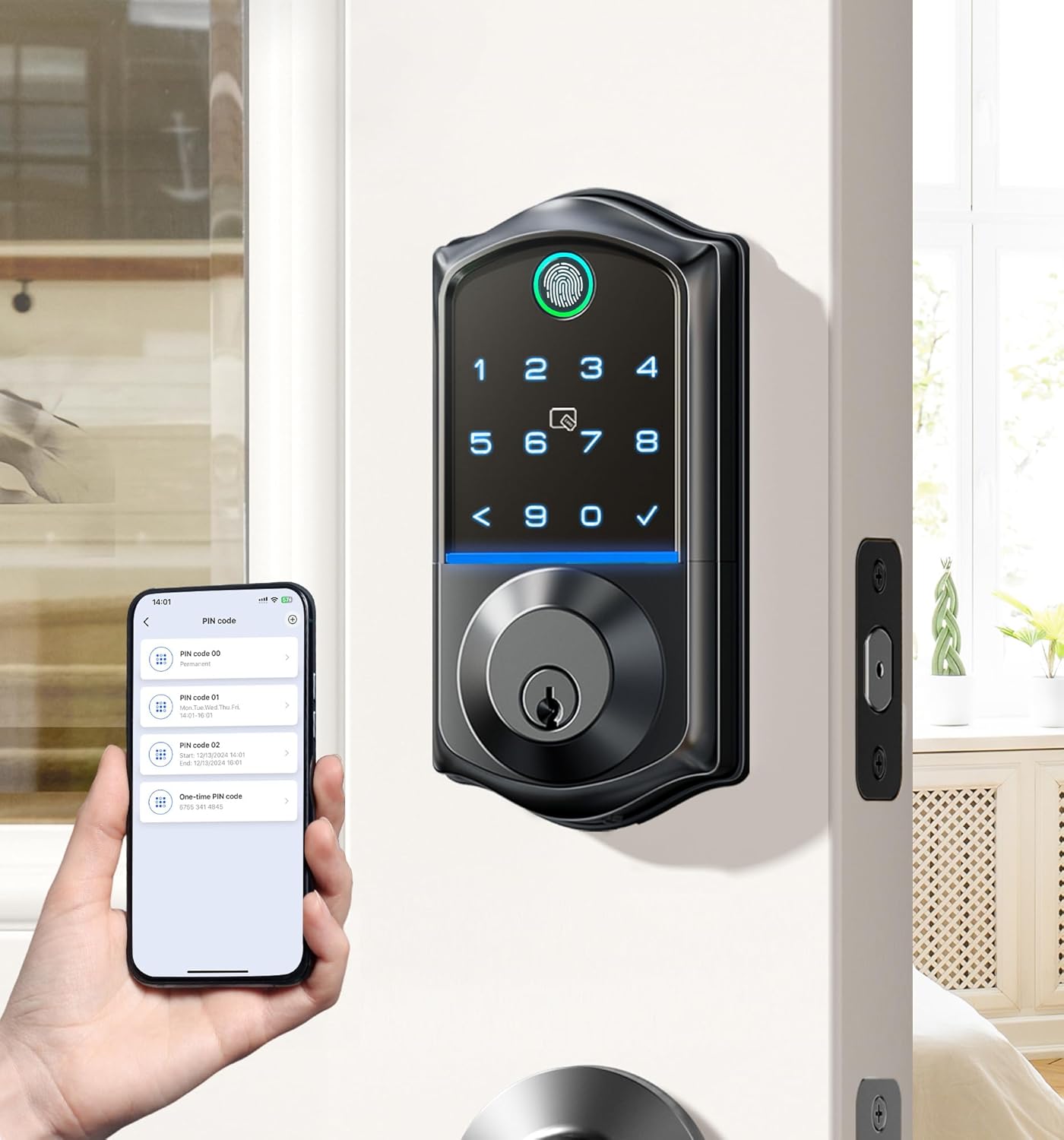 Veise Fingerprint Smart Door Lock, App Control, 7-in-1 Keyless Entry, Auto Lock,...